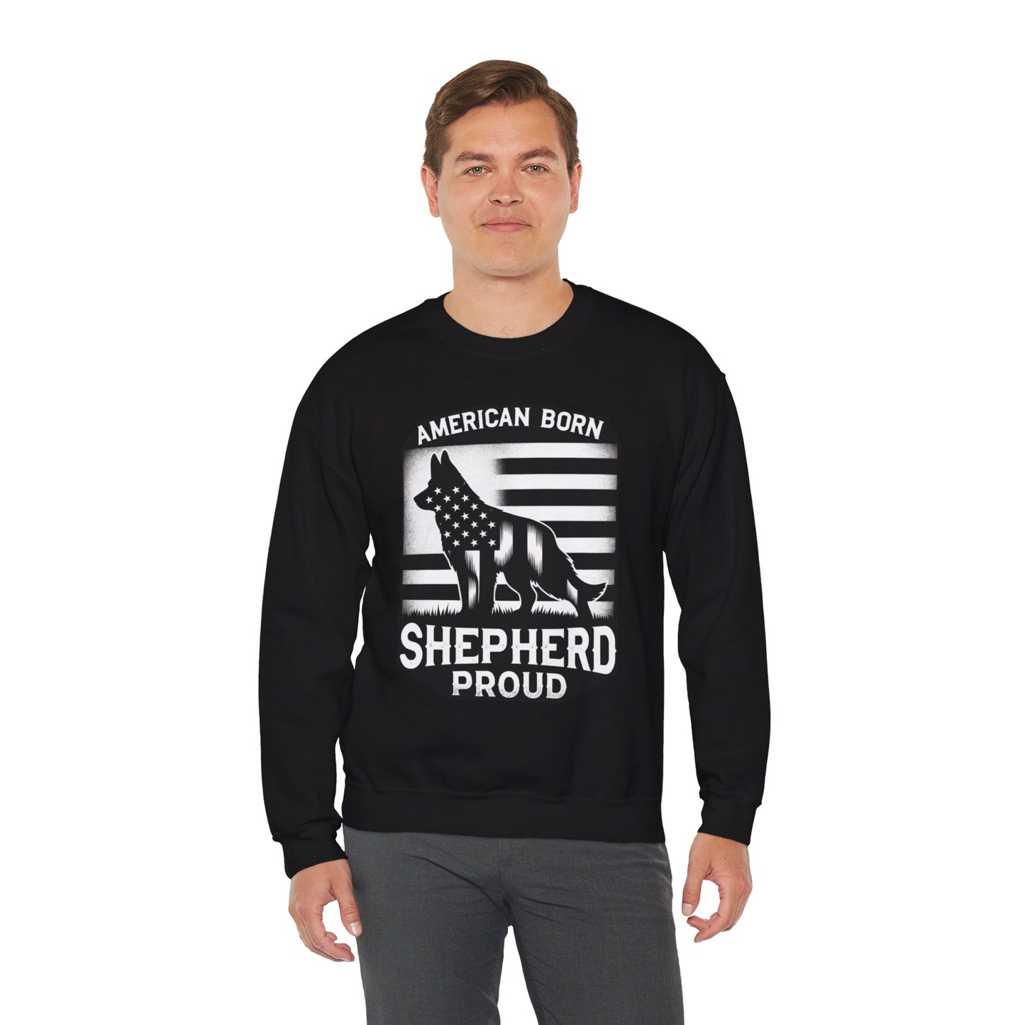 American Born, Shepherd Proud Sweatshirt (Black) (German Shepherd)