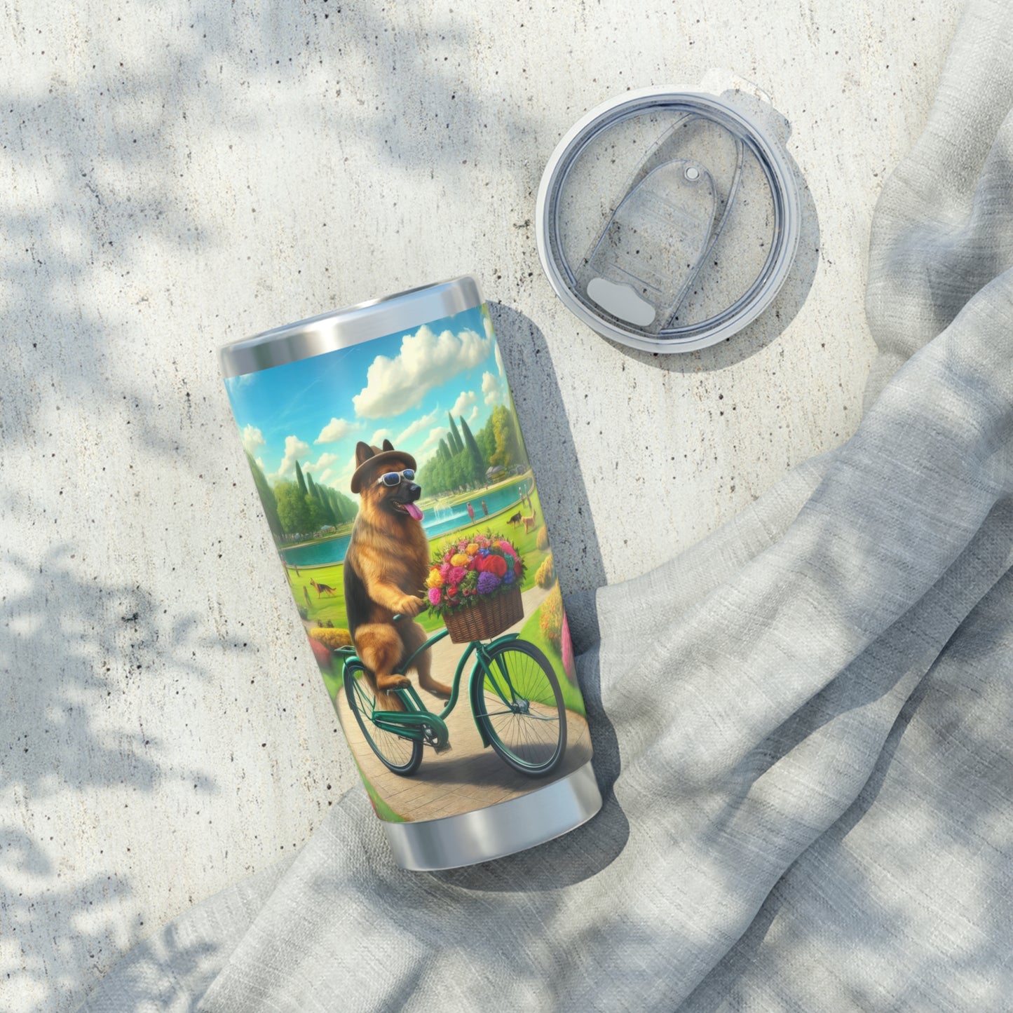 German Shepherd Riding a Bicycle 20oz Tumbler