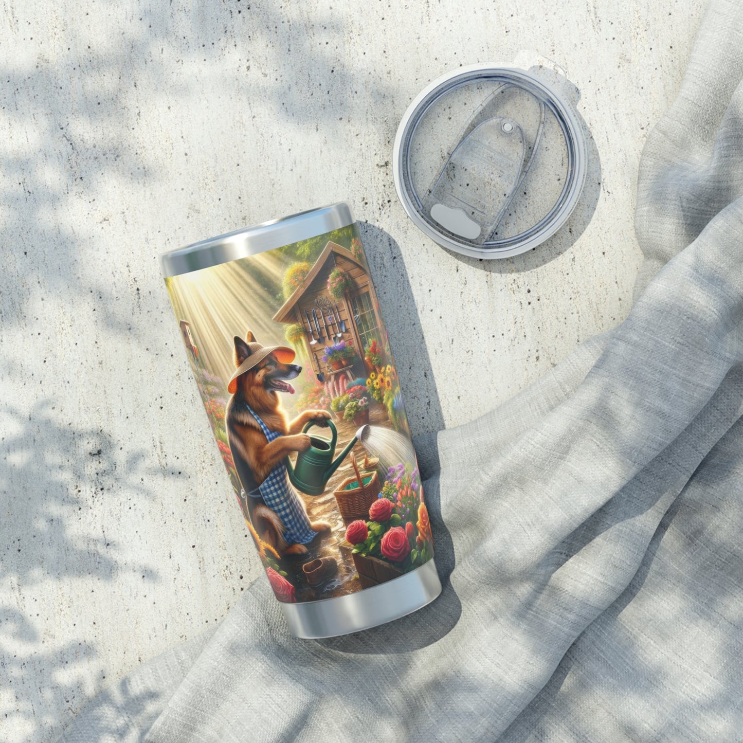German Shepherd Gardening 20oz Tumbler