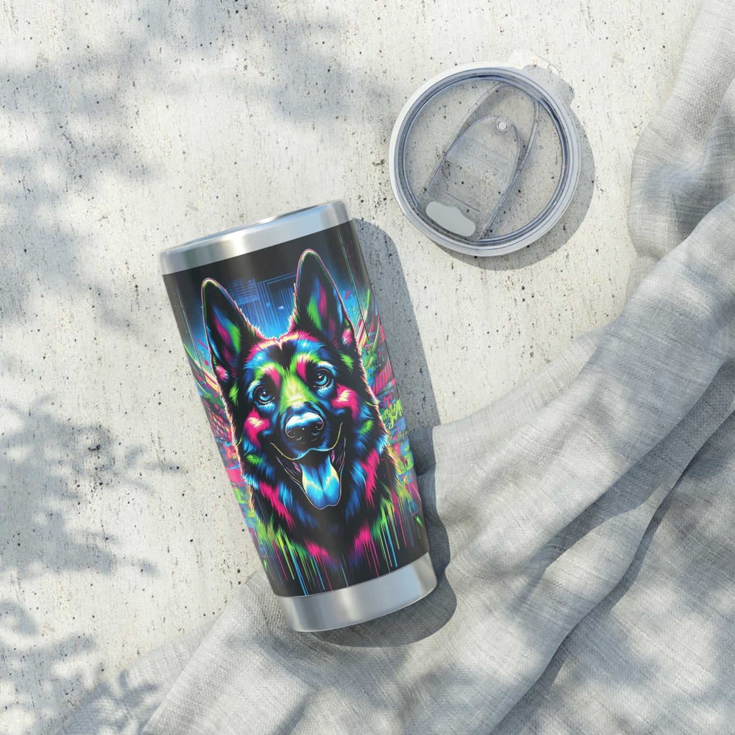 Neon graffiti German Shepherd 20oz Tumbler