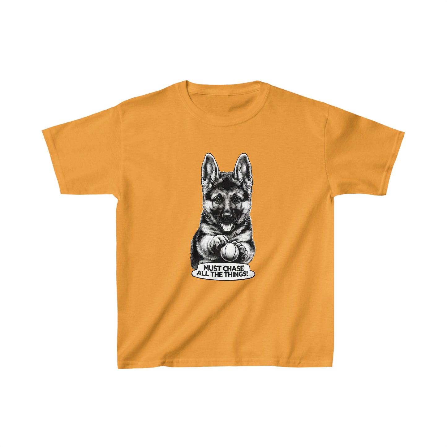 Must Chase all the Things Kids Size T-Shirt (Multi colors) (German Shepherd)