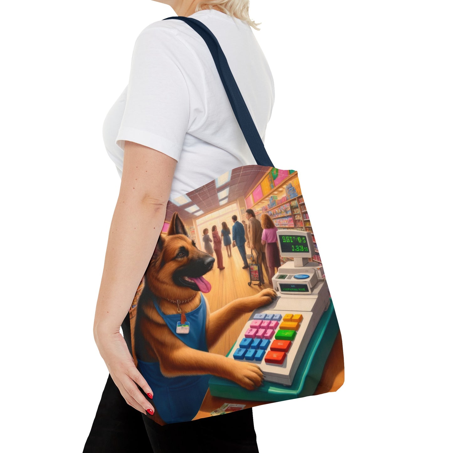 German Shepherd Operating a cash register Tote Bag