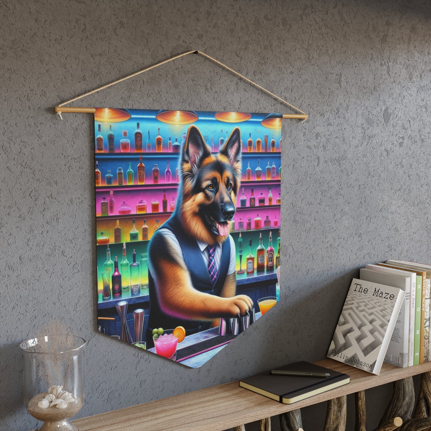German Shepherd Tending a Bar Pennant