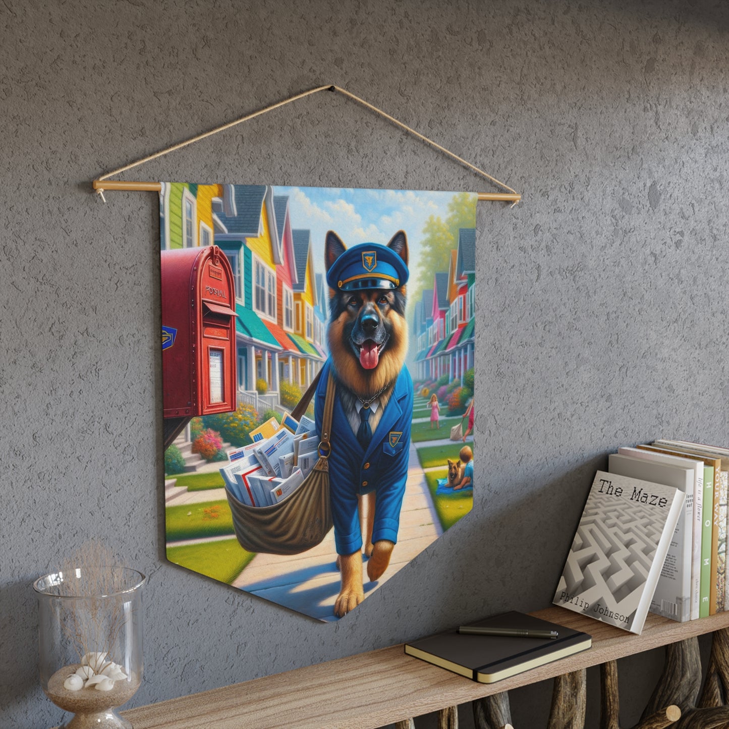 German Shepherd Delivering Mail Pennant