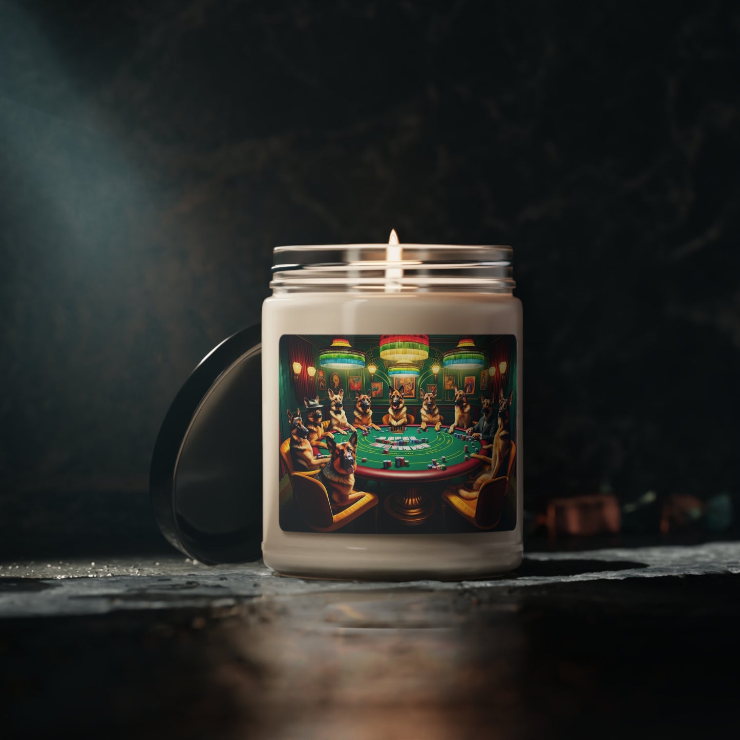 German Shepherds Playing Poker Scented Soy Candle, 9oz