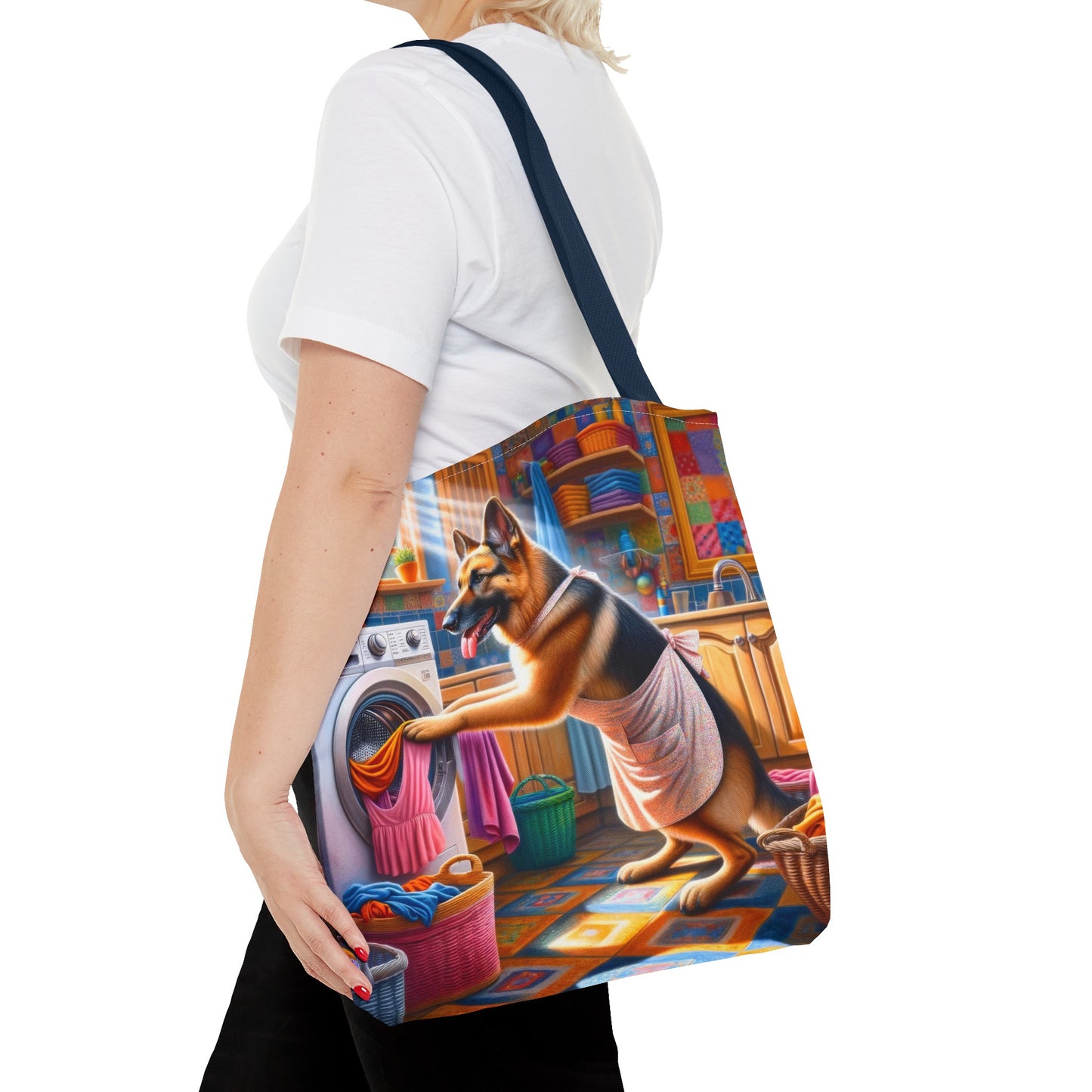 German Shepherd Doing Laundry Tote Bag