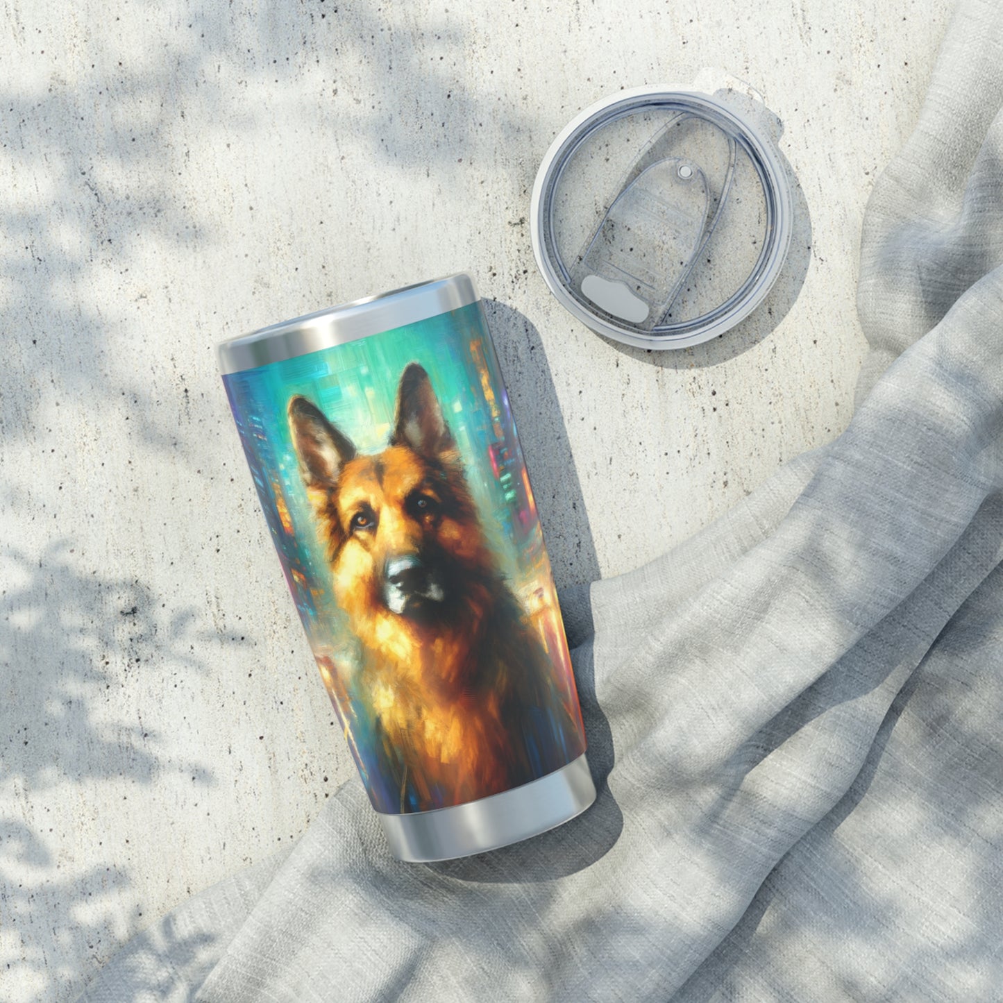 Impressionism meets cyberpunk German Shepherd 20oz Tumbler