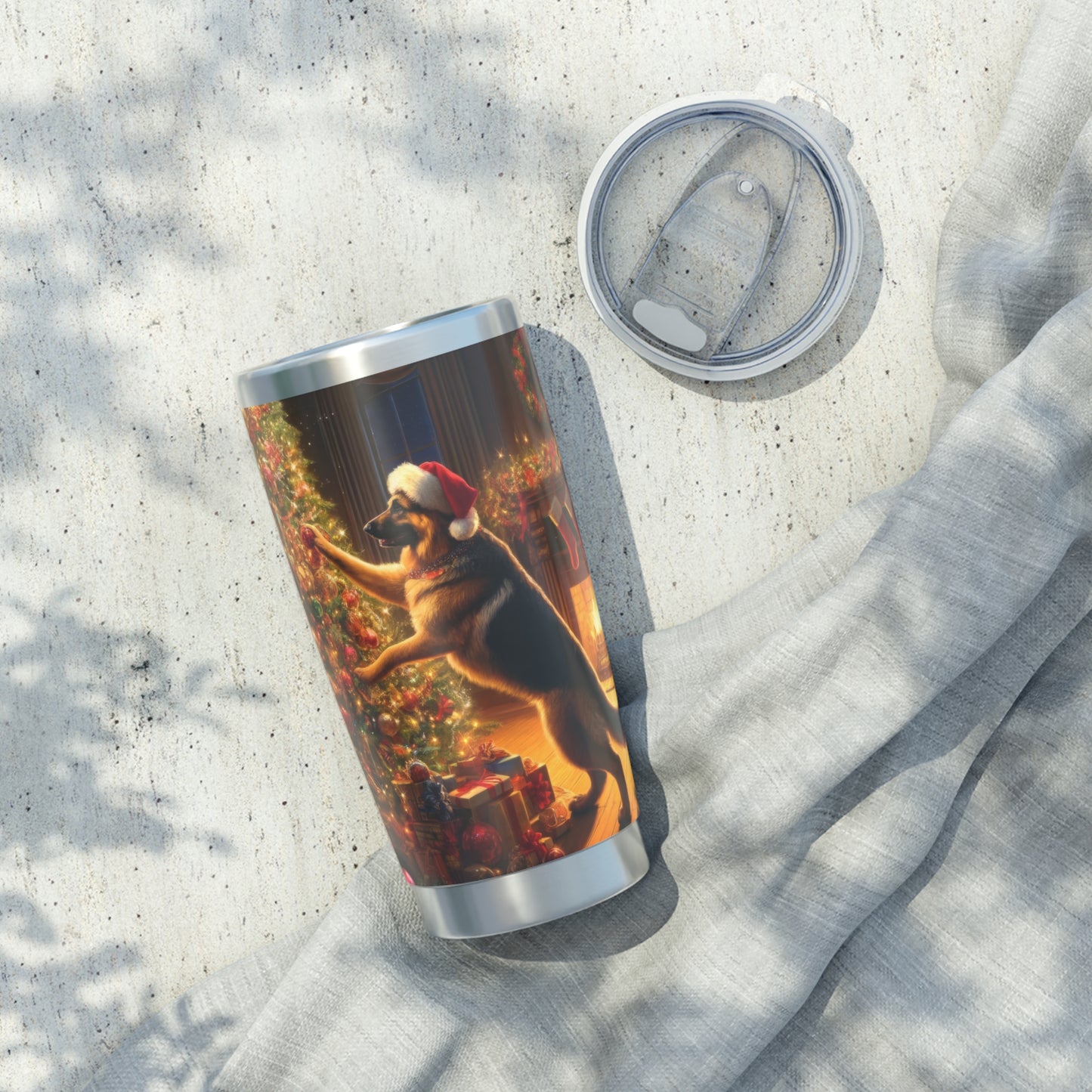 German Shepherd Christmas Tree 20oz Tumbler