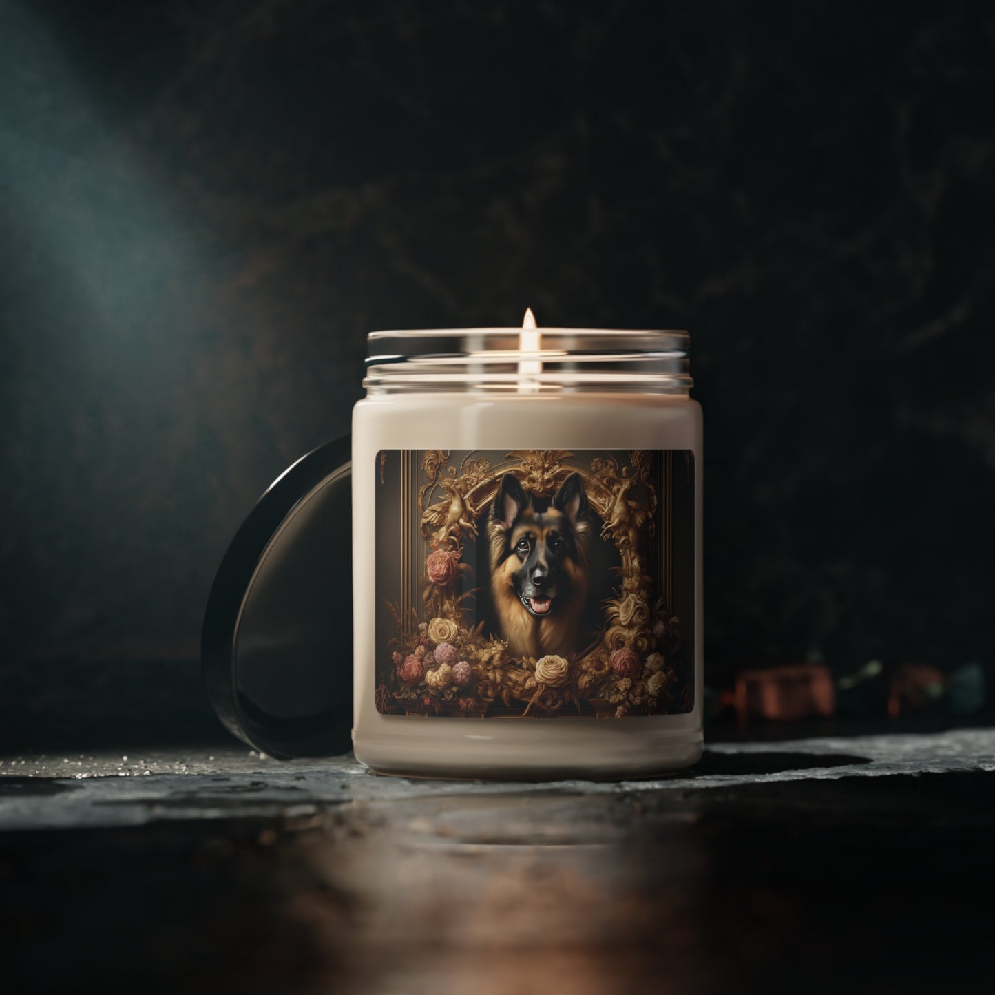 Baroque-inspired German Shepherd Scented Soy Candle, 9oz