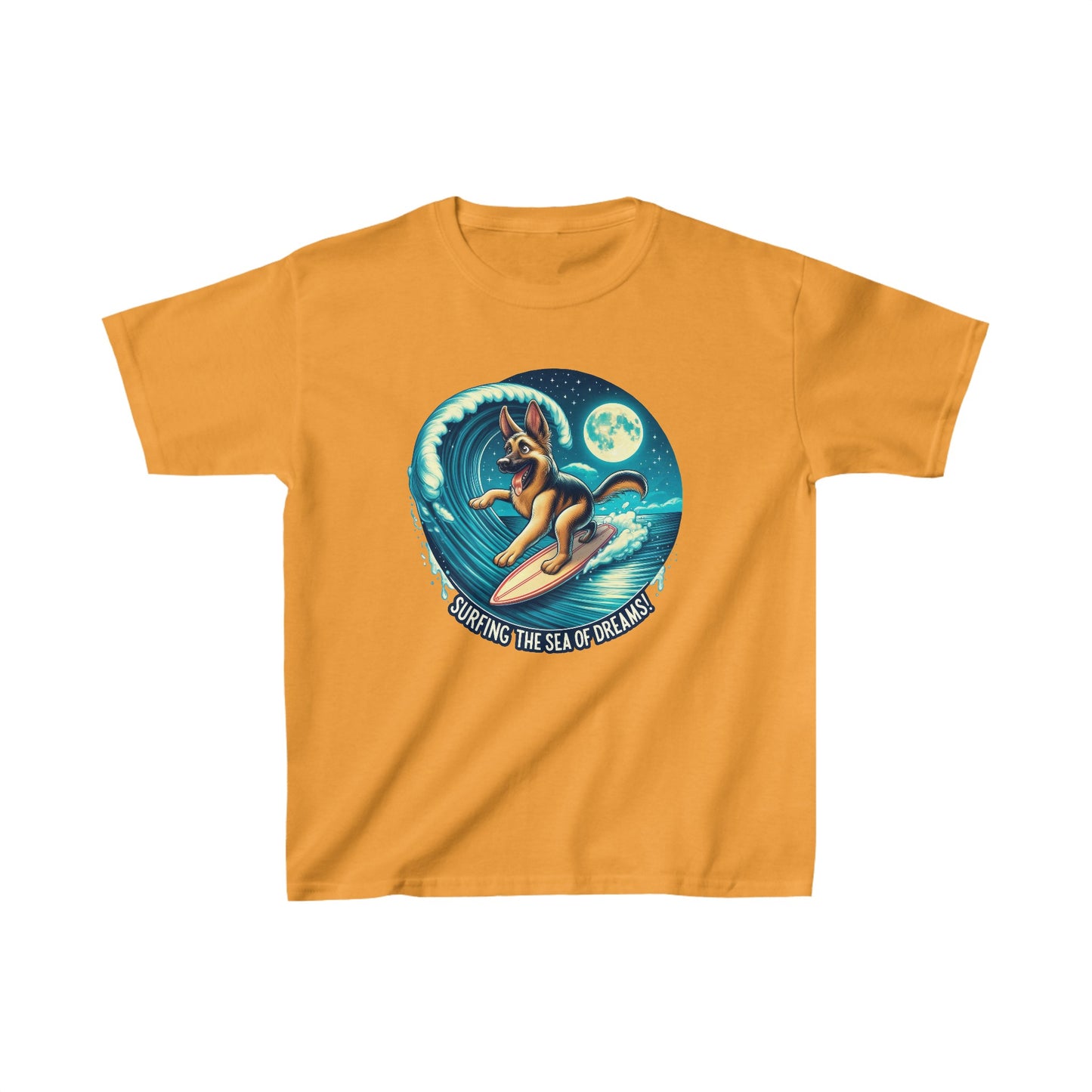 Surfing the Sea of Dreams Kids Size T-Shirt (Multi colors) (German Shepherd)