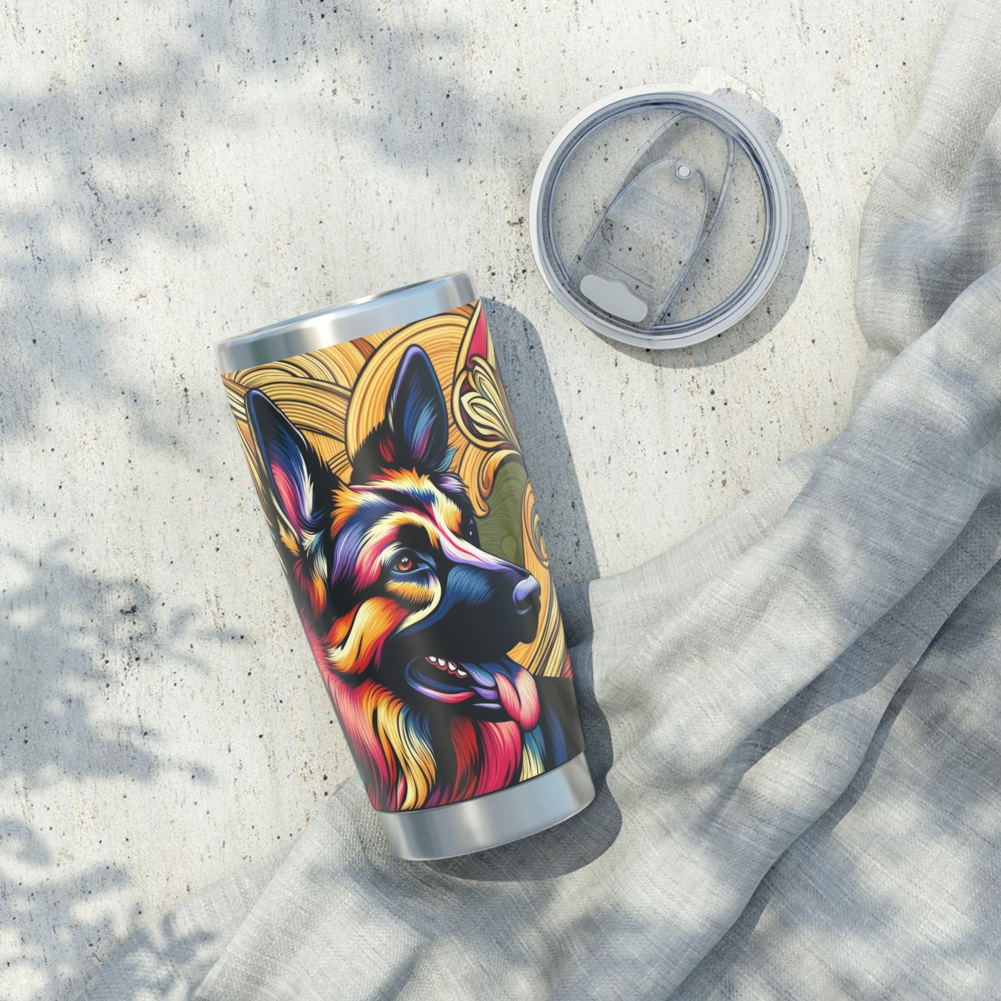 Scratchboard technique German Shepherd 20oz Tumbler