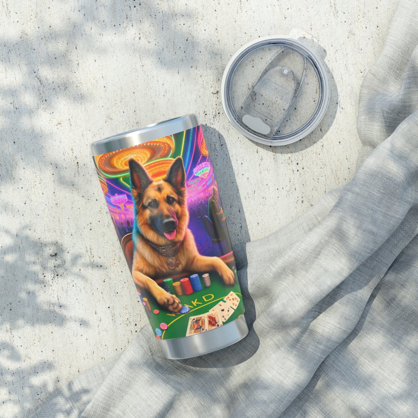 German Shepherd Playing poker 20oz Tumbler