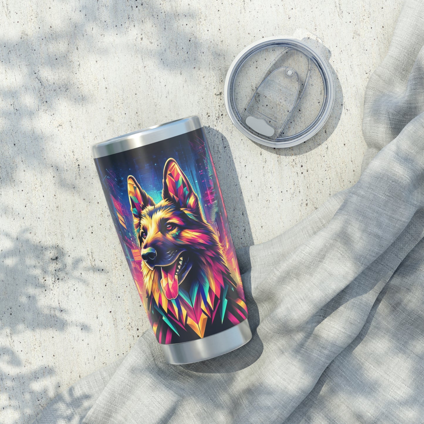 Glitch art German Shepherd 20oz Tumbler