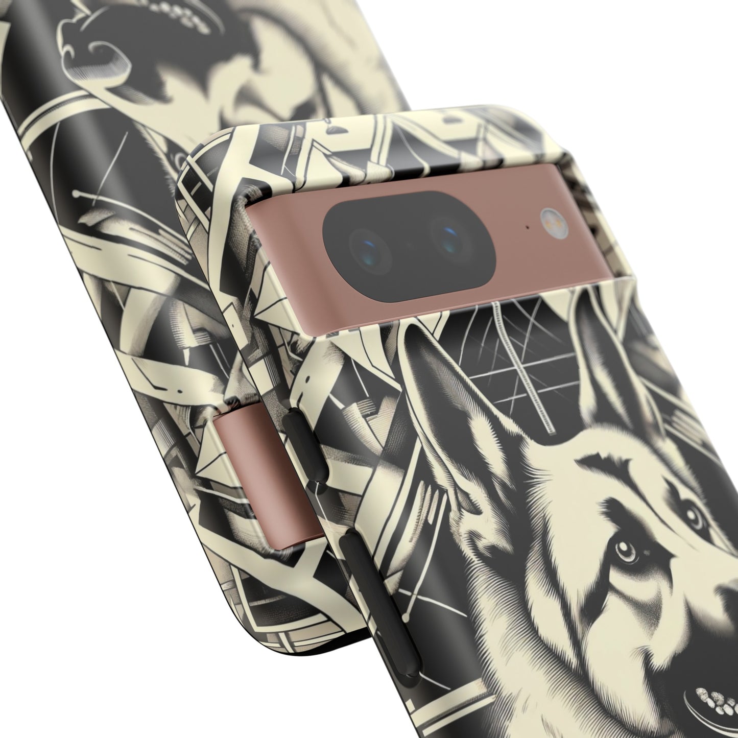 Constructivism and etching style German Shepherd Phone Case