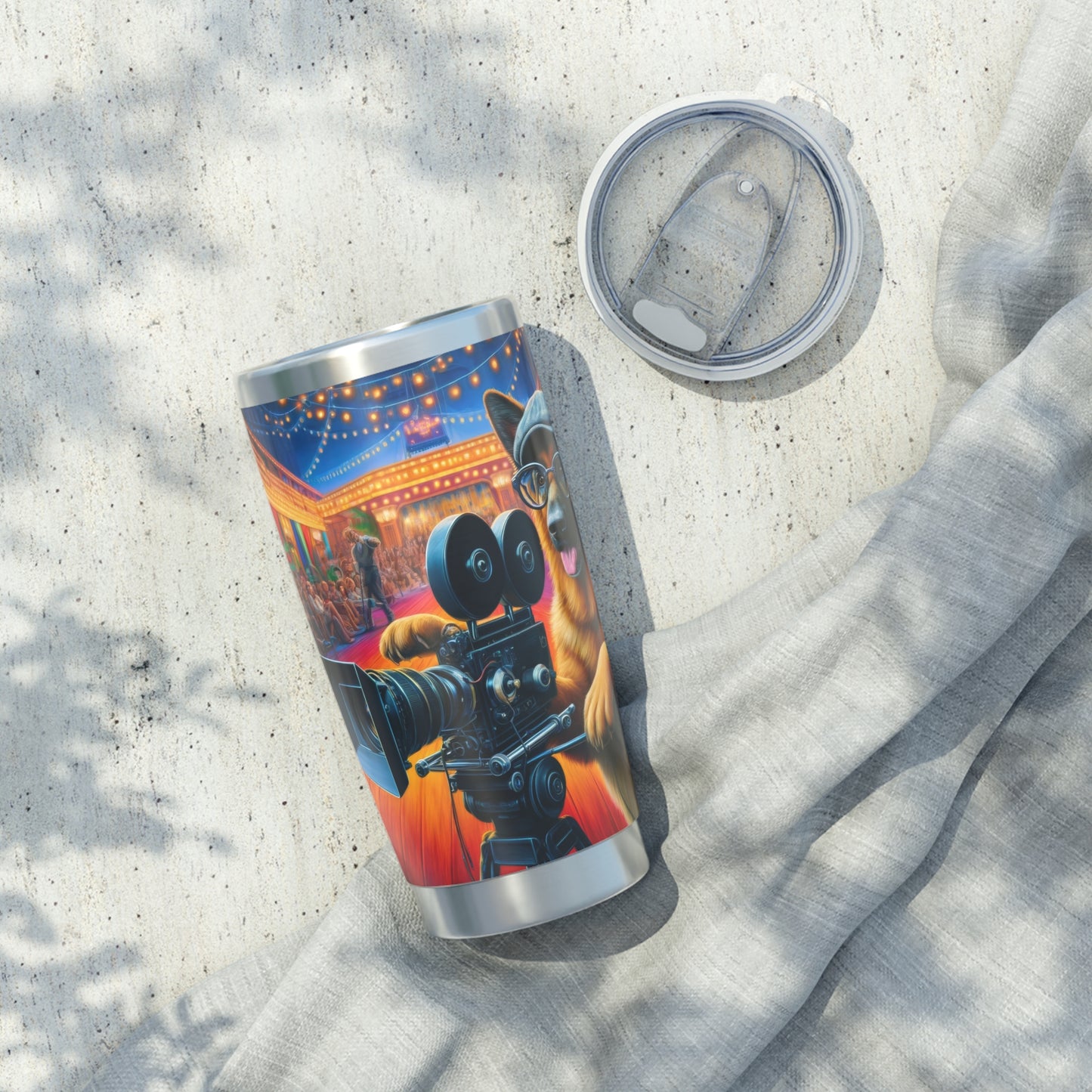 German Shepherd Shooting a film 20oz Tumbler