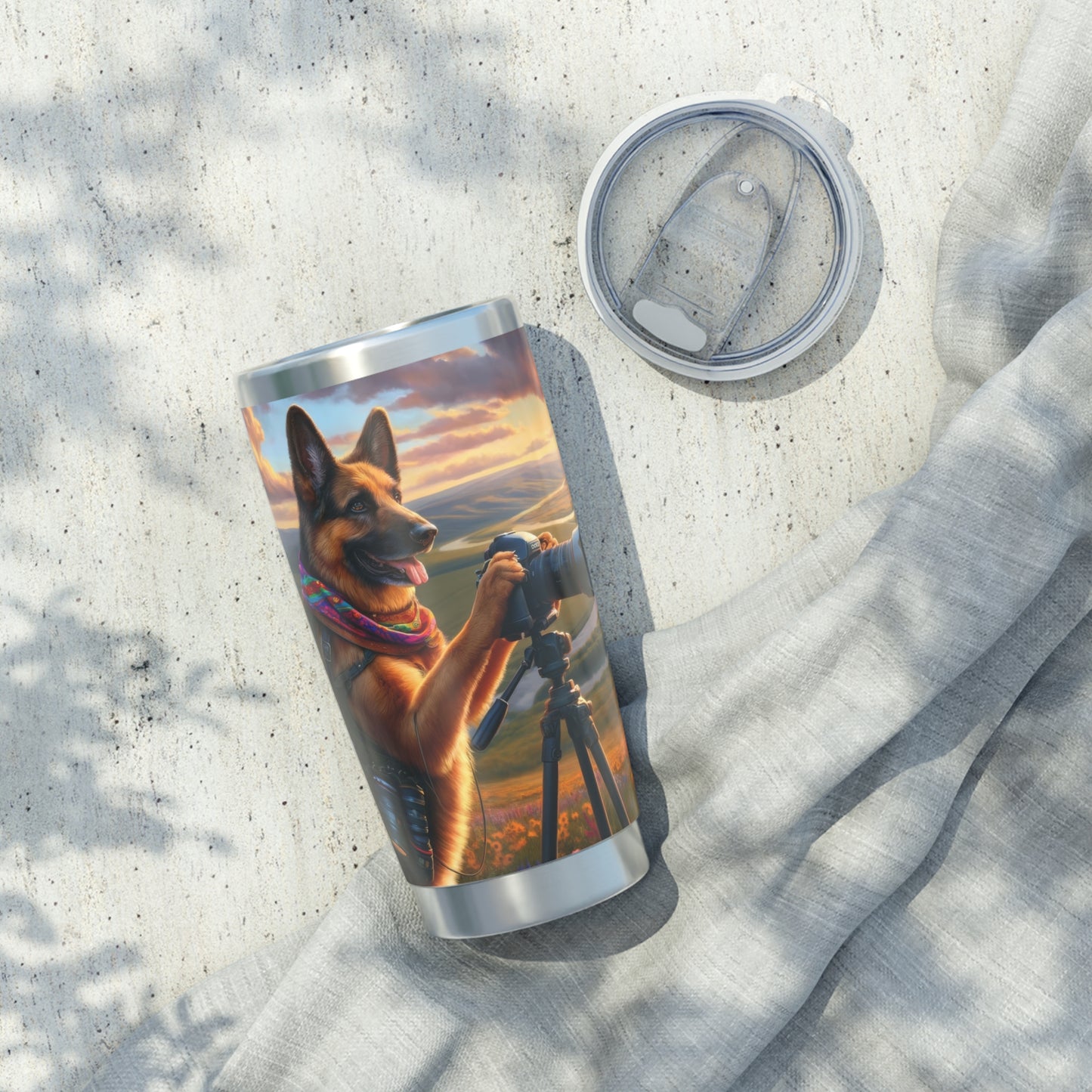 German Shepherd Taking photographs 20oz Tumbler