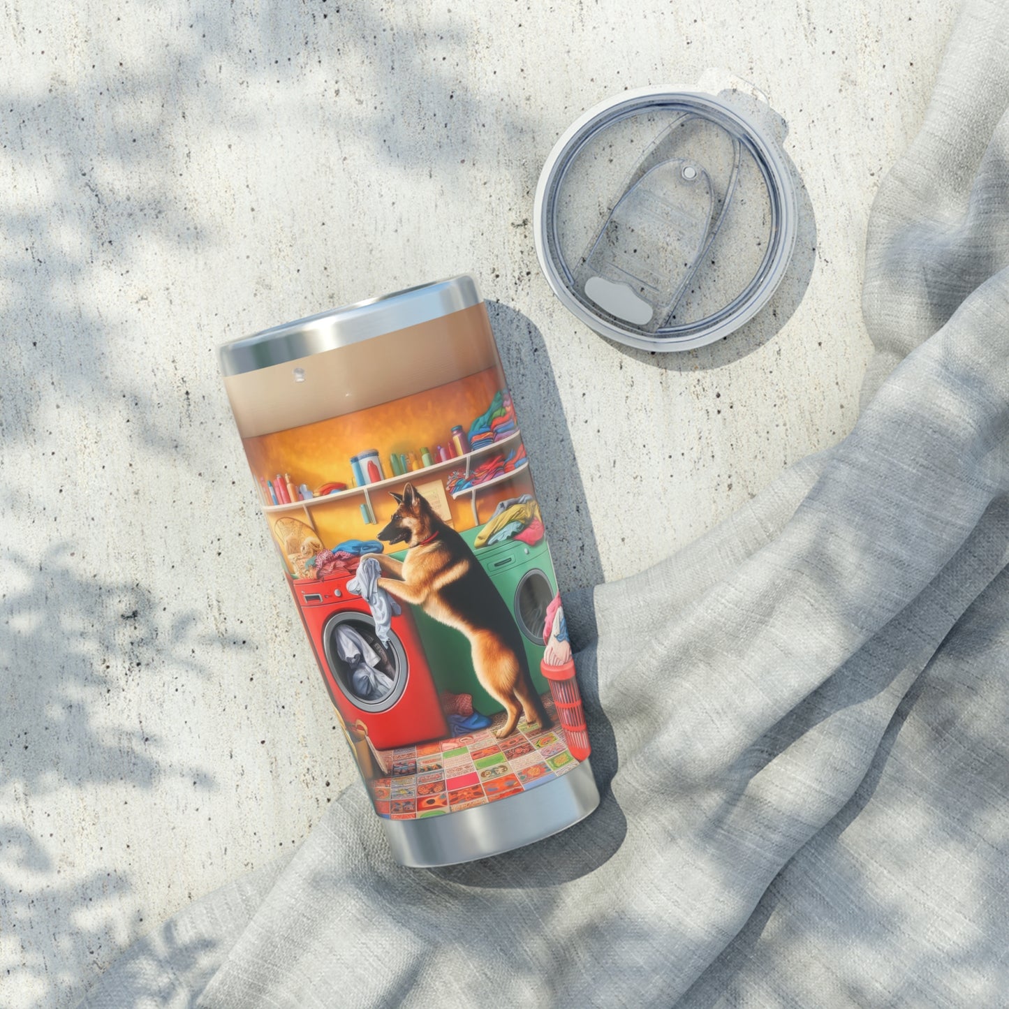 German Shepherd Doing Laundry 20oz Tumbler