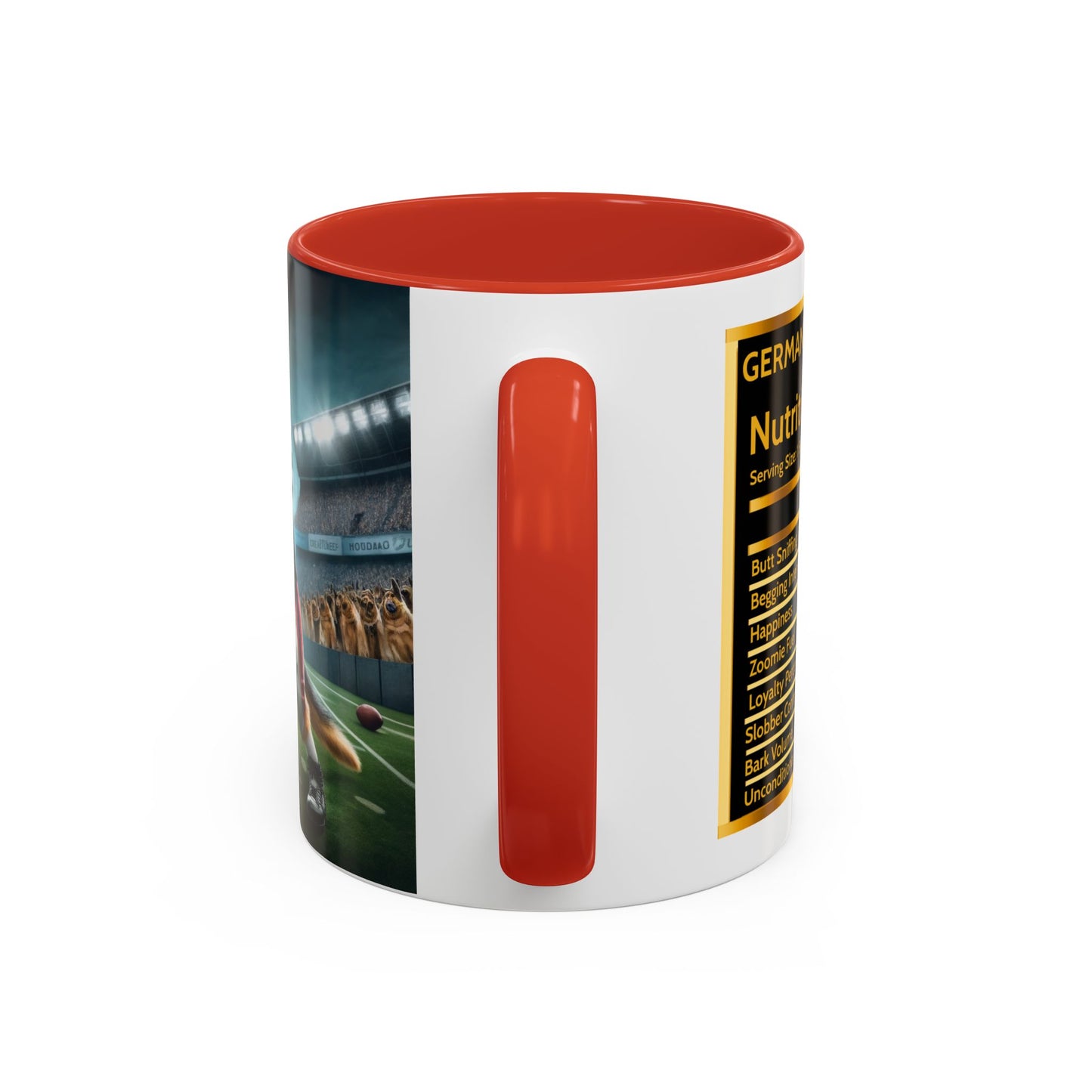 German Shepherd Playing Football Accent Coffee Mug, 11oz