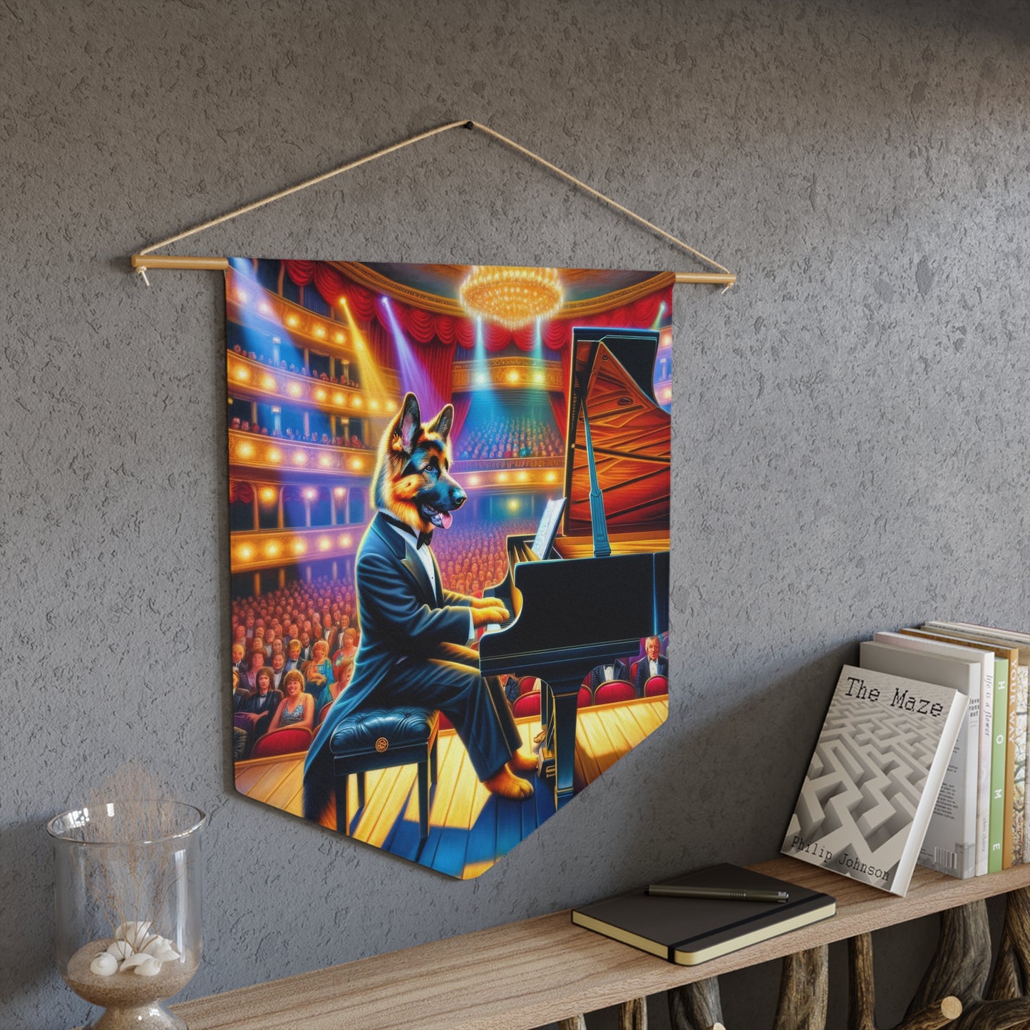 German Shepherd Playing the Piano Pennant