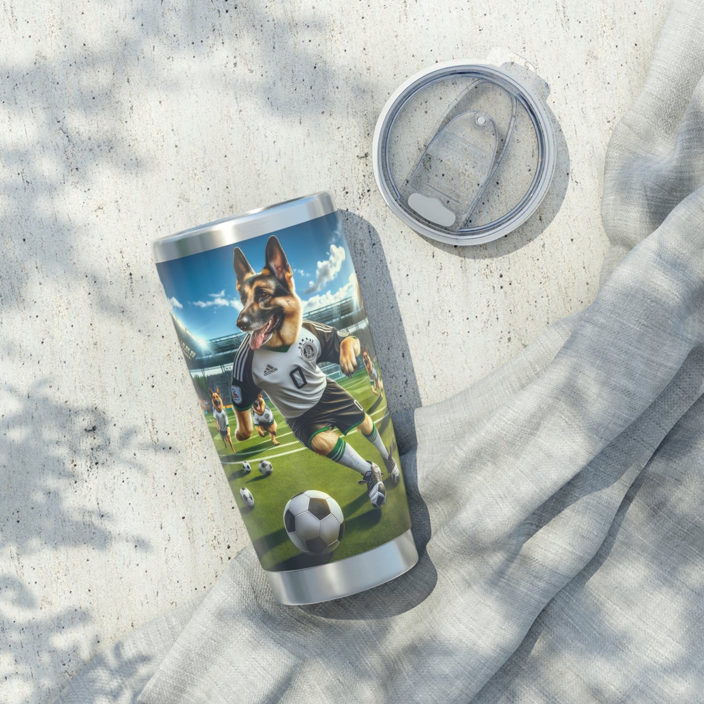 German Shepherd Playing Soccer 20oz Tumbler