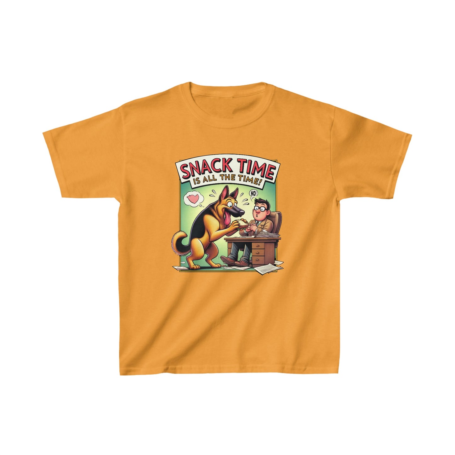 Snack Time is all the Time Kids Size T-Shirt (Multi colors) (German Shepherd)