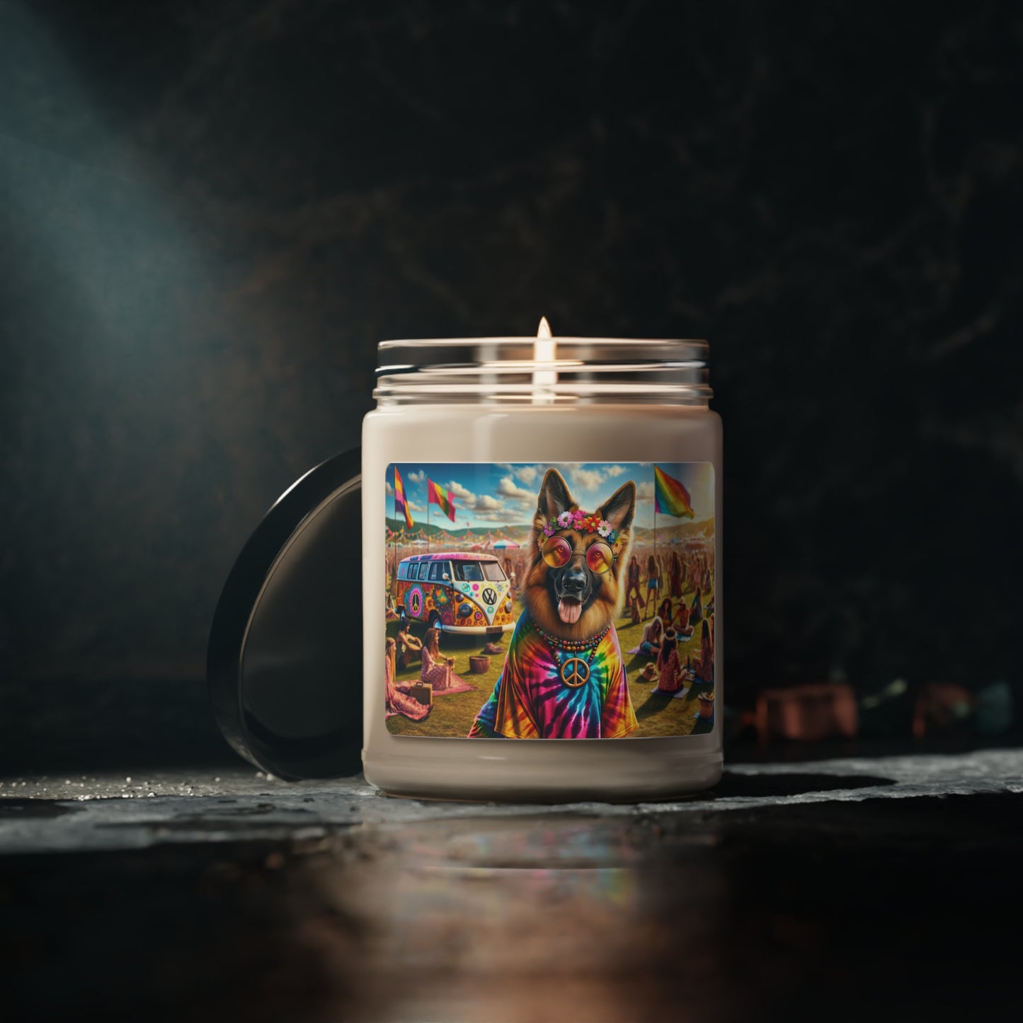 Hippie German Shepherd Scented Soy Candle, 9oz