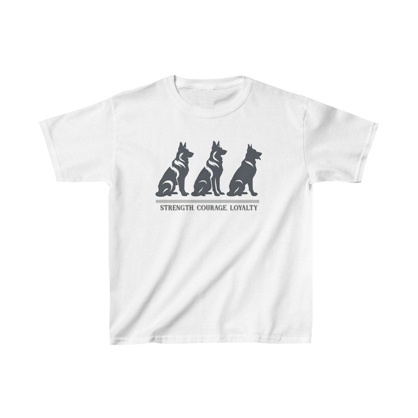 Strength, Courage, Loyalty Kids Size T-Shirt (Multi colors) (German Shepherd)