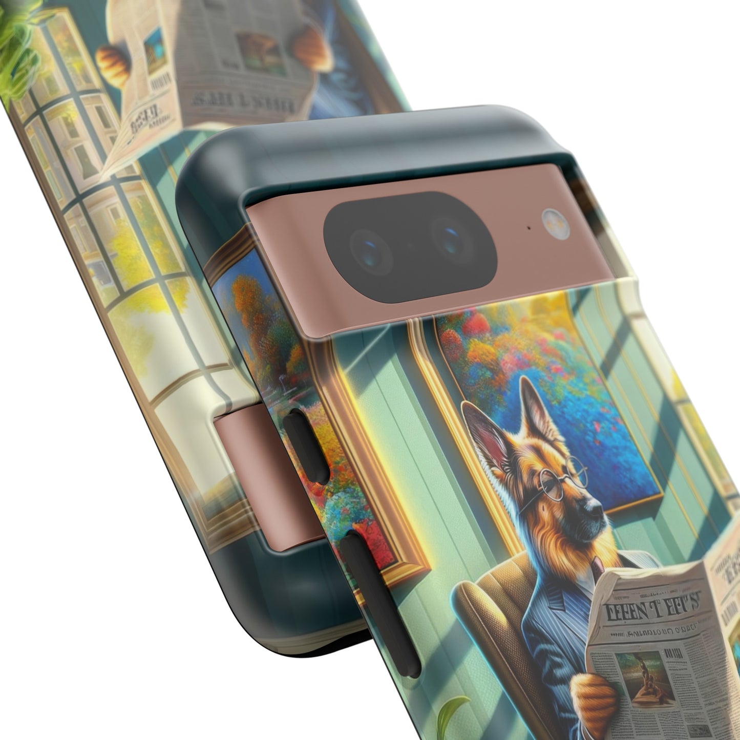 German Shepherd Reading a Newspaper Phone Case