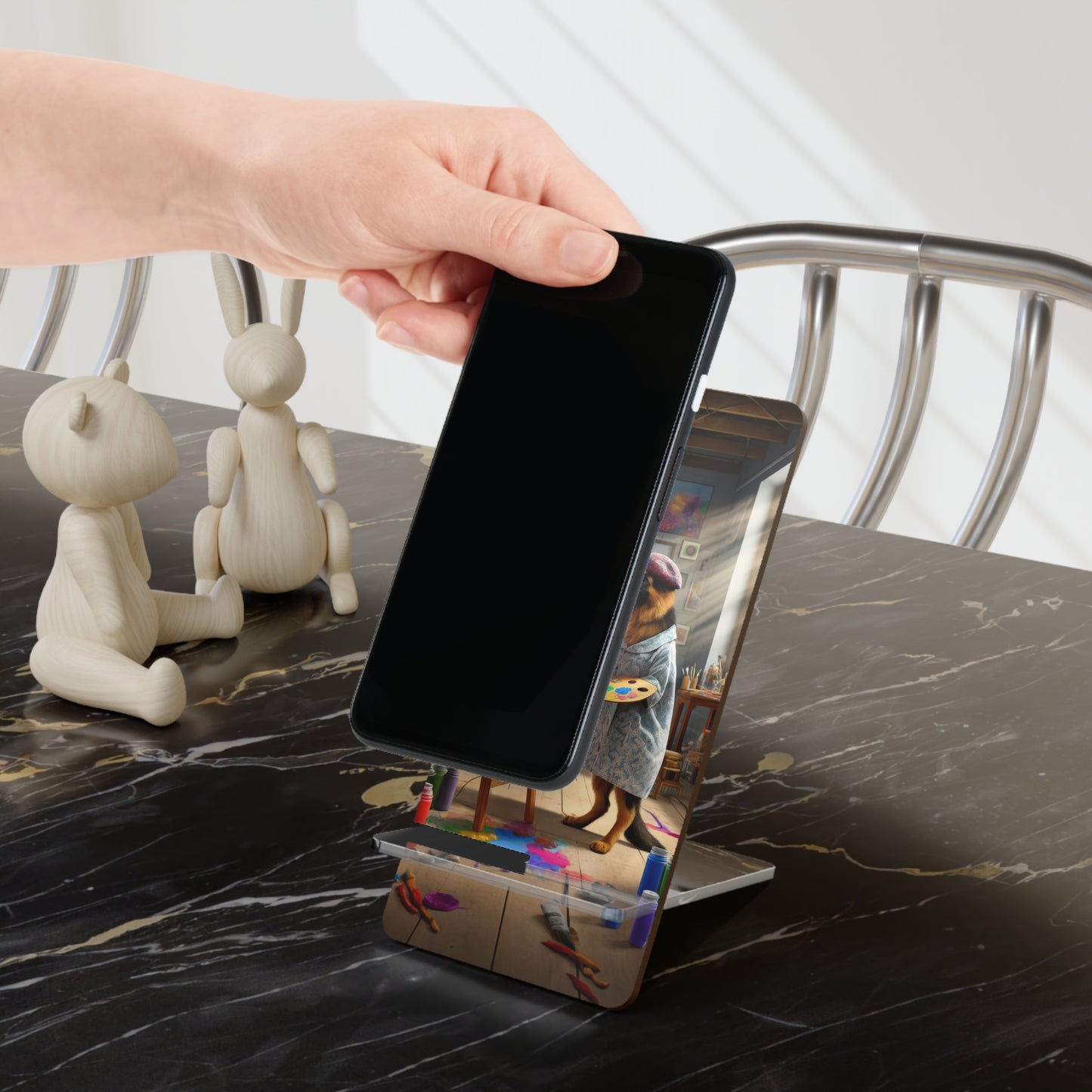 German Shepherd Painting on a Canvas Smartphone Stand