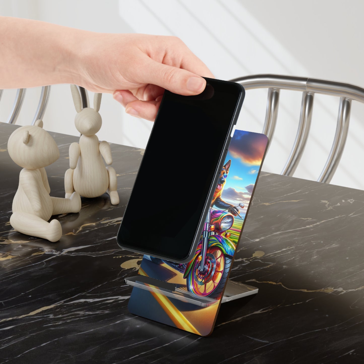 German Shepherd Riding a Motorcycle Smartphone Stand