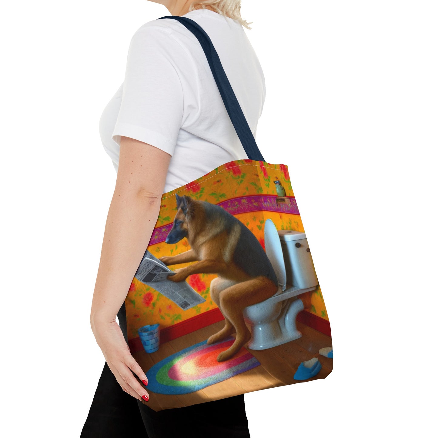 German Shepherd Using a Toilet Tote Bag
