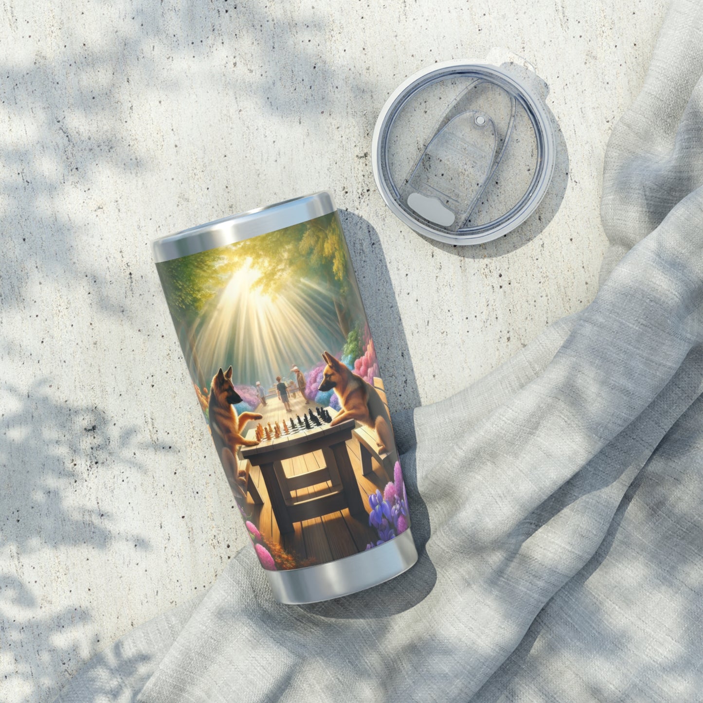 German Shepherd Playing Chess 20oz Tumbler
