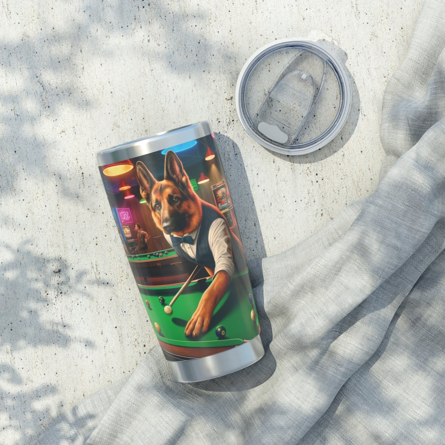 German Shepherd Playing Pool 20oz Tumbler