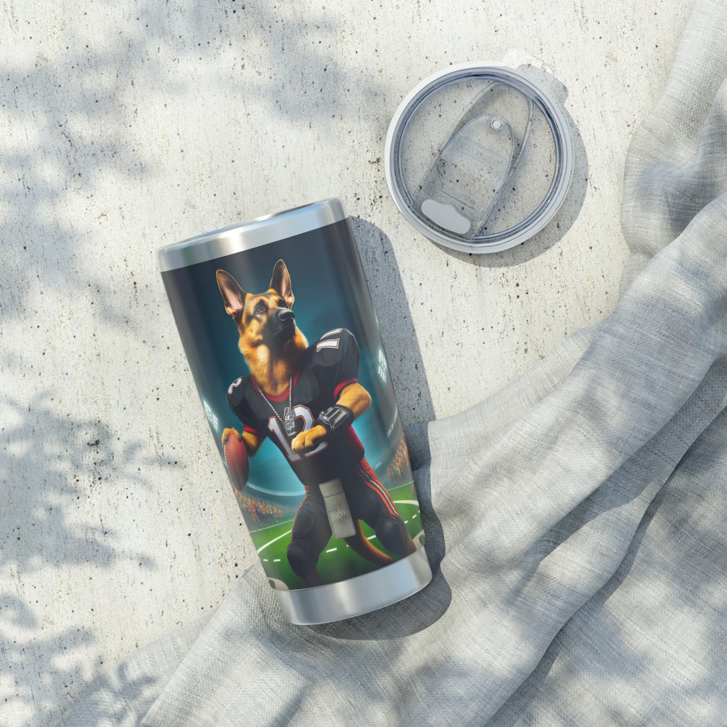 German Shepherd Playing Football 20oz Tumbler