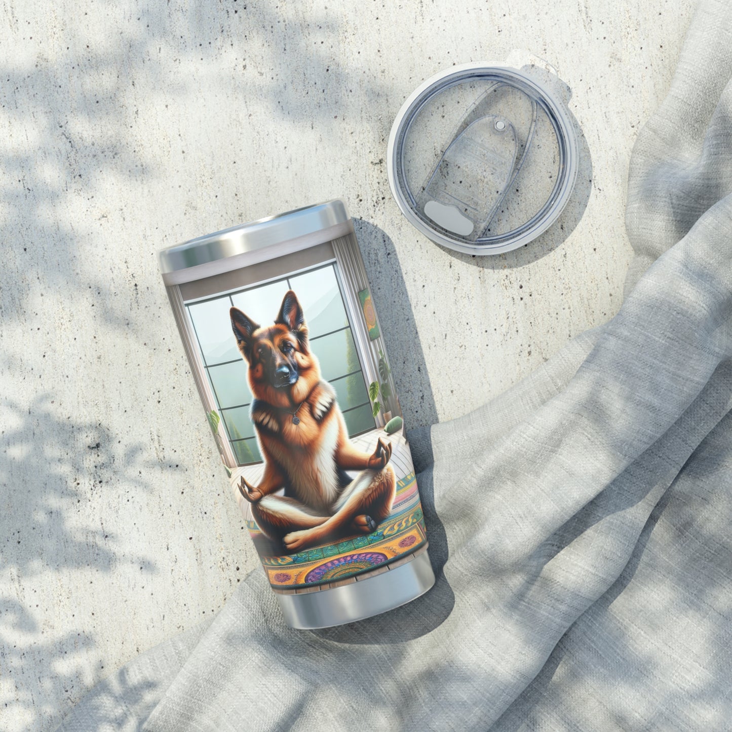 German Shepherd Meditating 20oz Tumbler