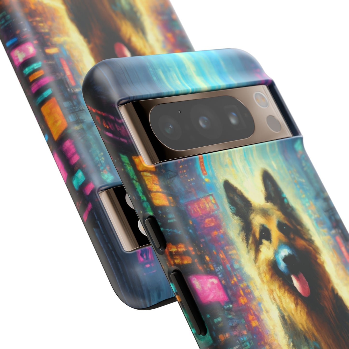 Impressionism meets cyberpunk German Shepherd Phone Case