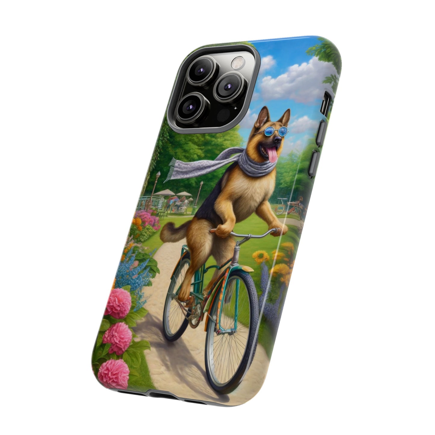 German Shepherd Riding a Bicycle Phone Case