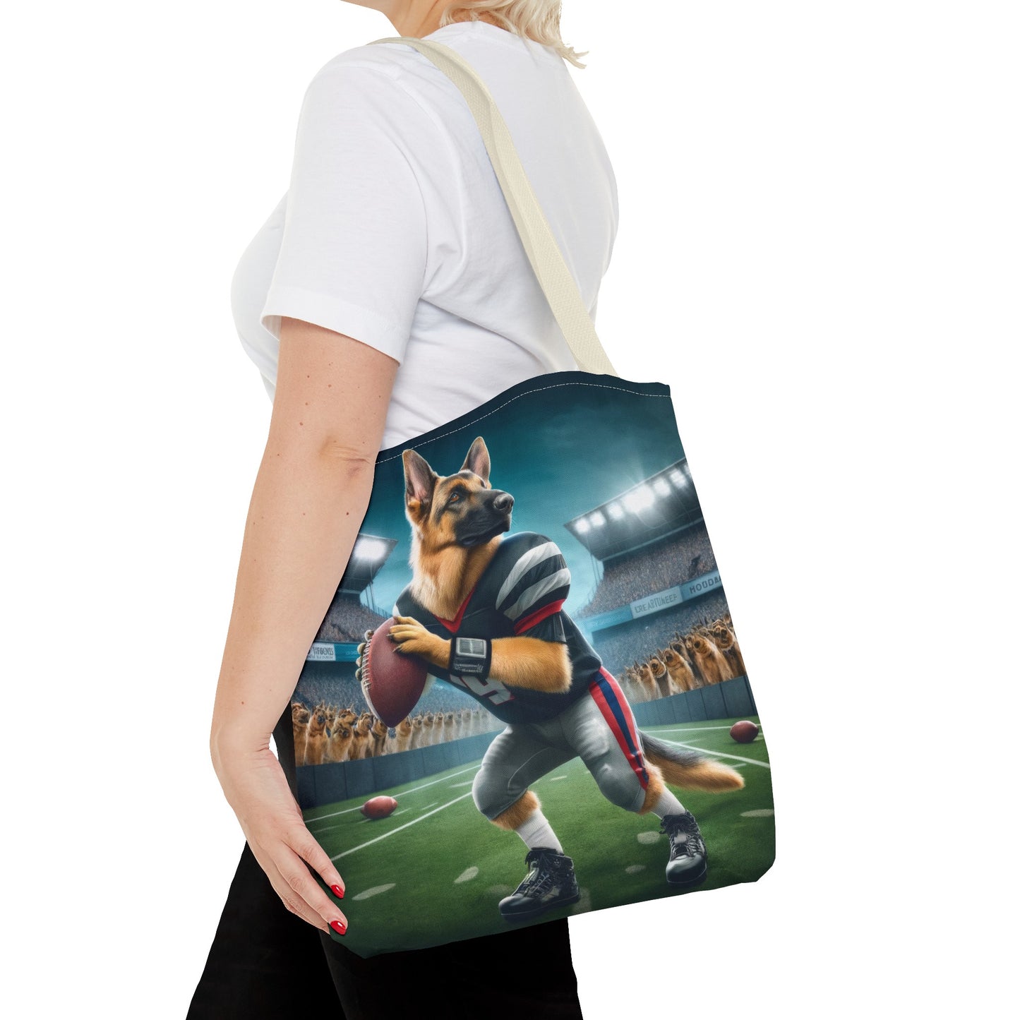 German Shepherd Playing Football Tote Bag