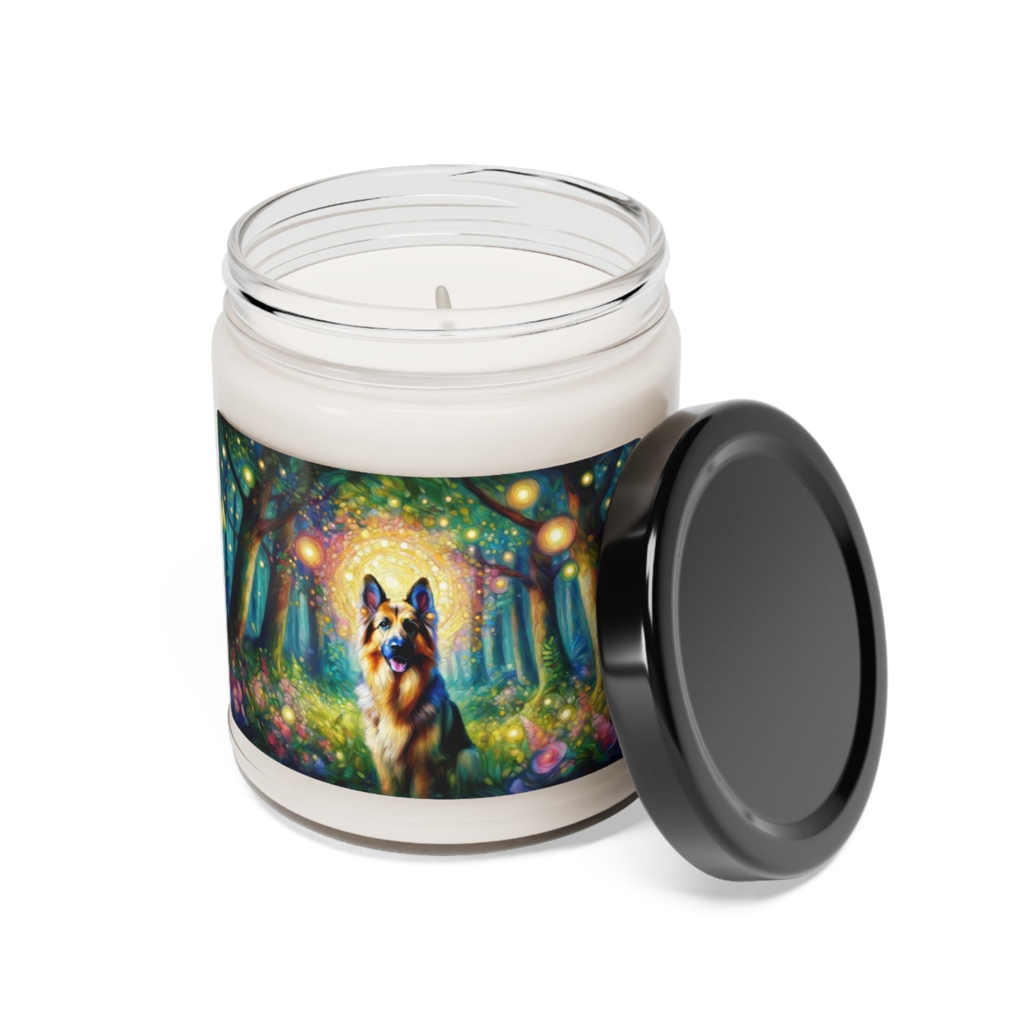 Neo-impressionism and fairy tale German Shepherd Scented Soy Candle, 9oz