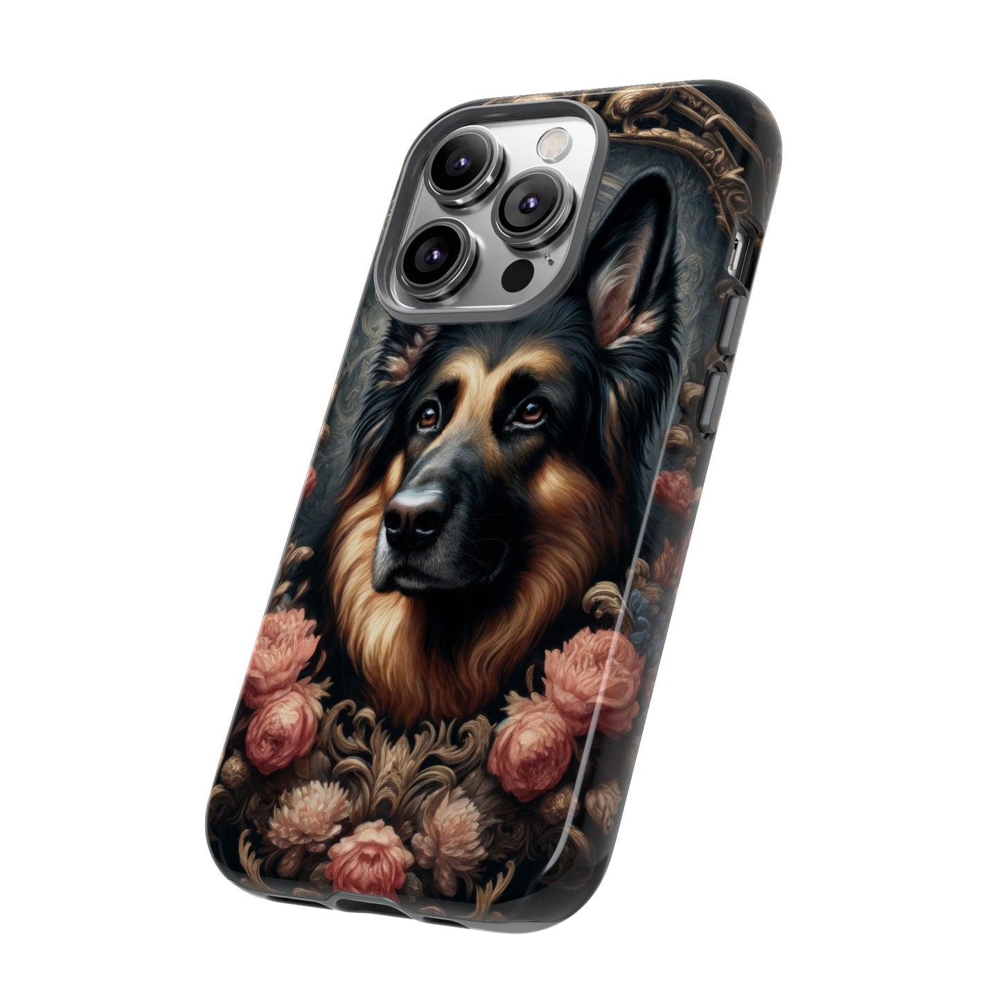 Gothic, high angle German Shepherd Phone Case