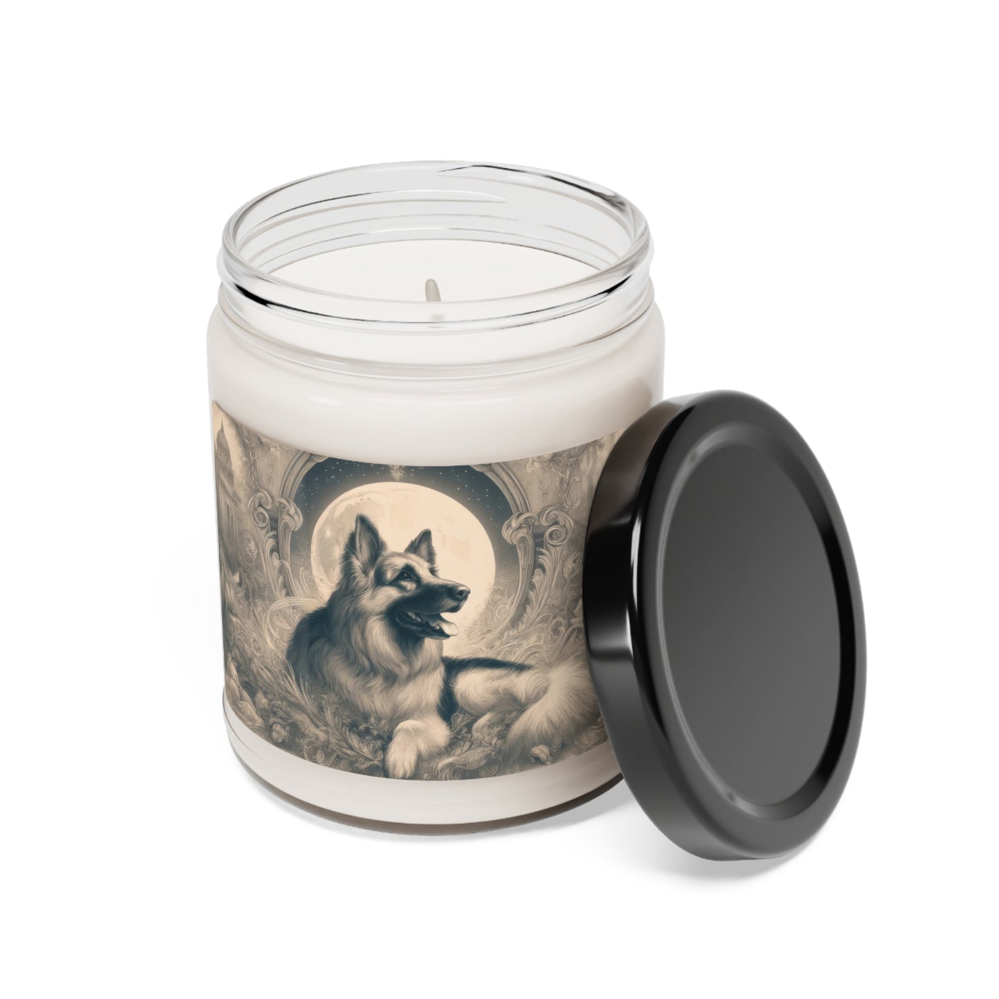 Dreamy fantasy and rococo German Shepherd Scented Soy Candle, 9oz