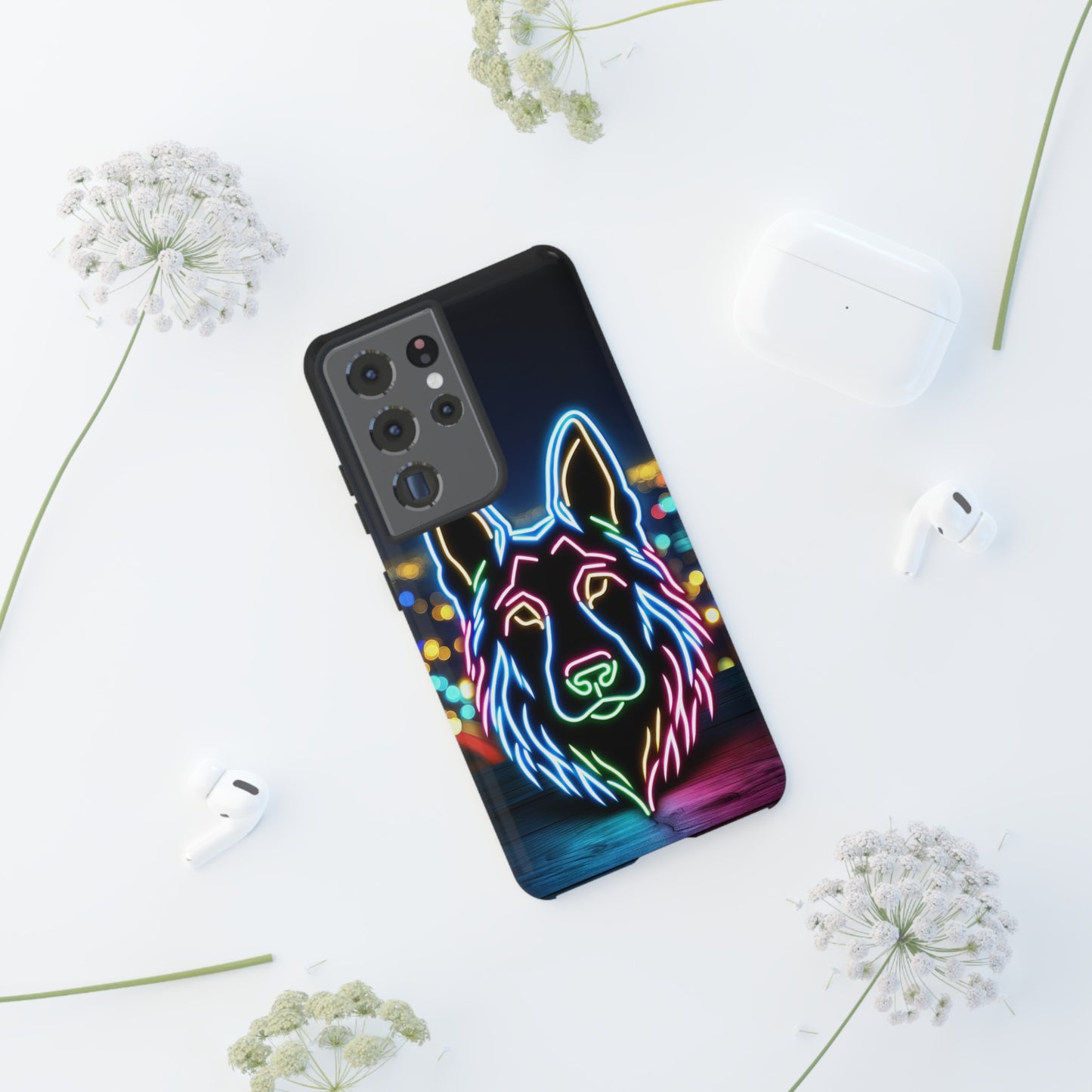 German Shepherd Neon Light Phone Case