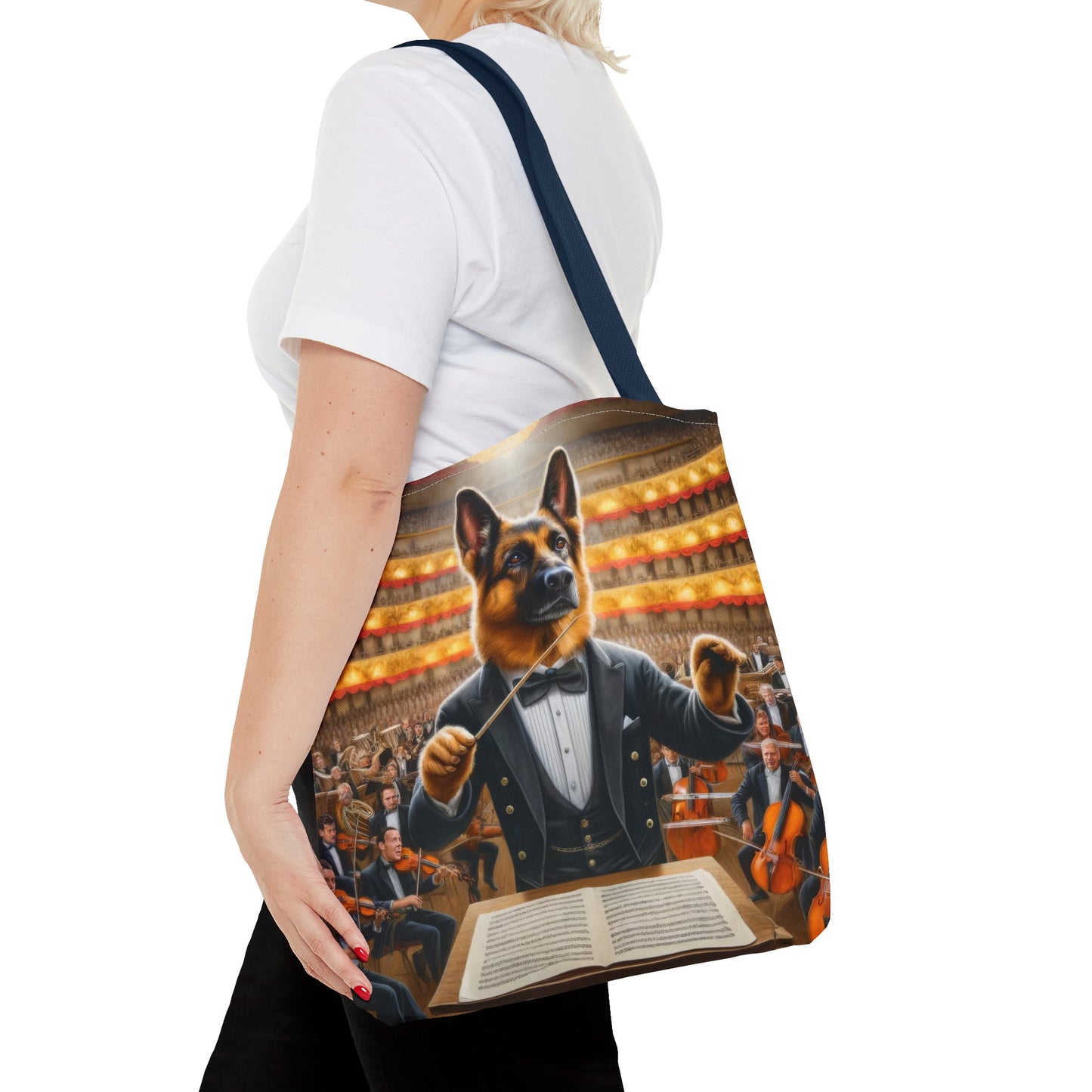 German Shepherd Conducting an Orchestra Tote Bag