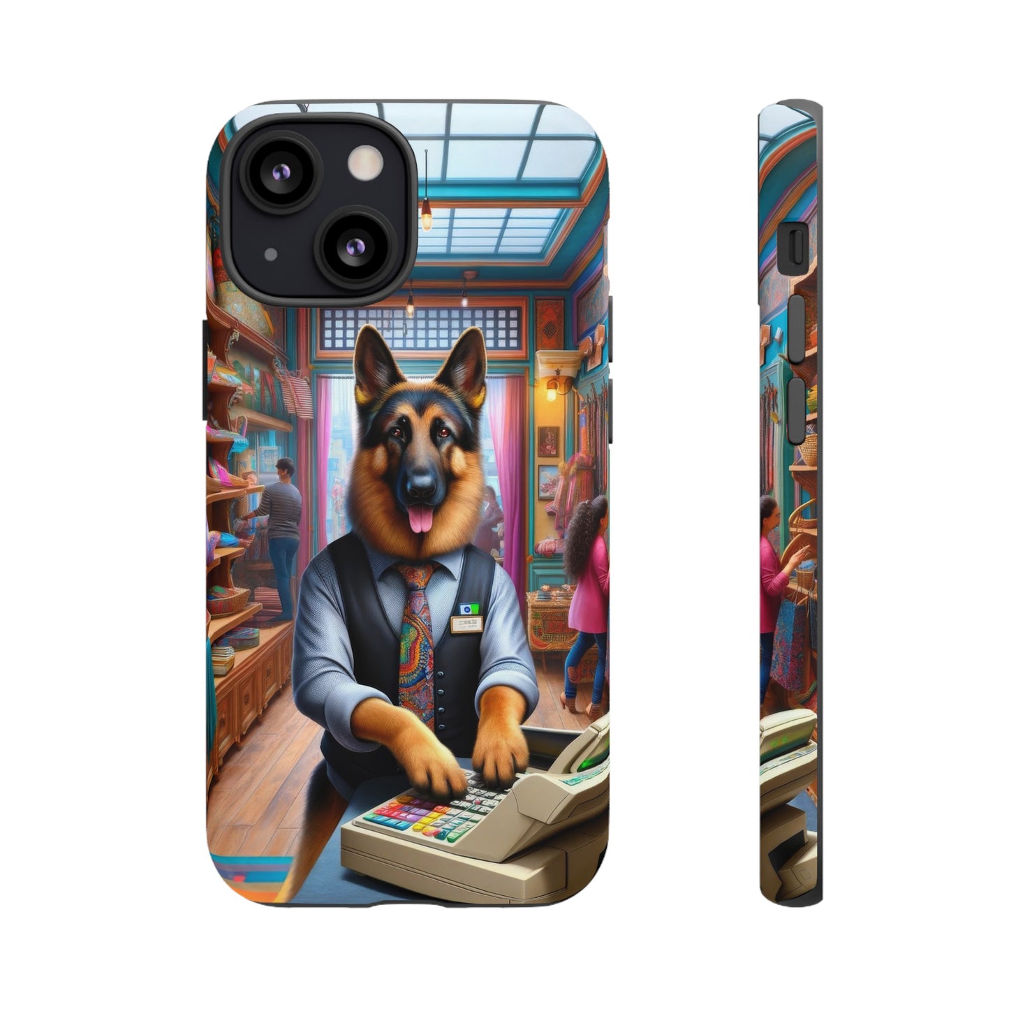 German Shepherd Operating a Cash Register Phone Case