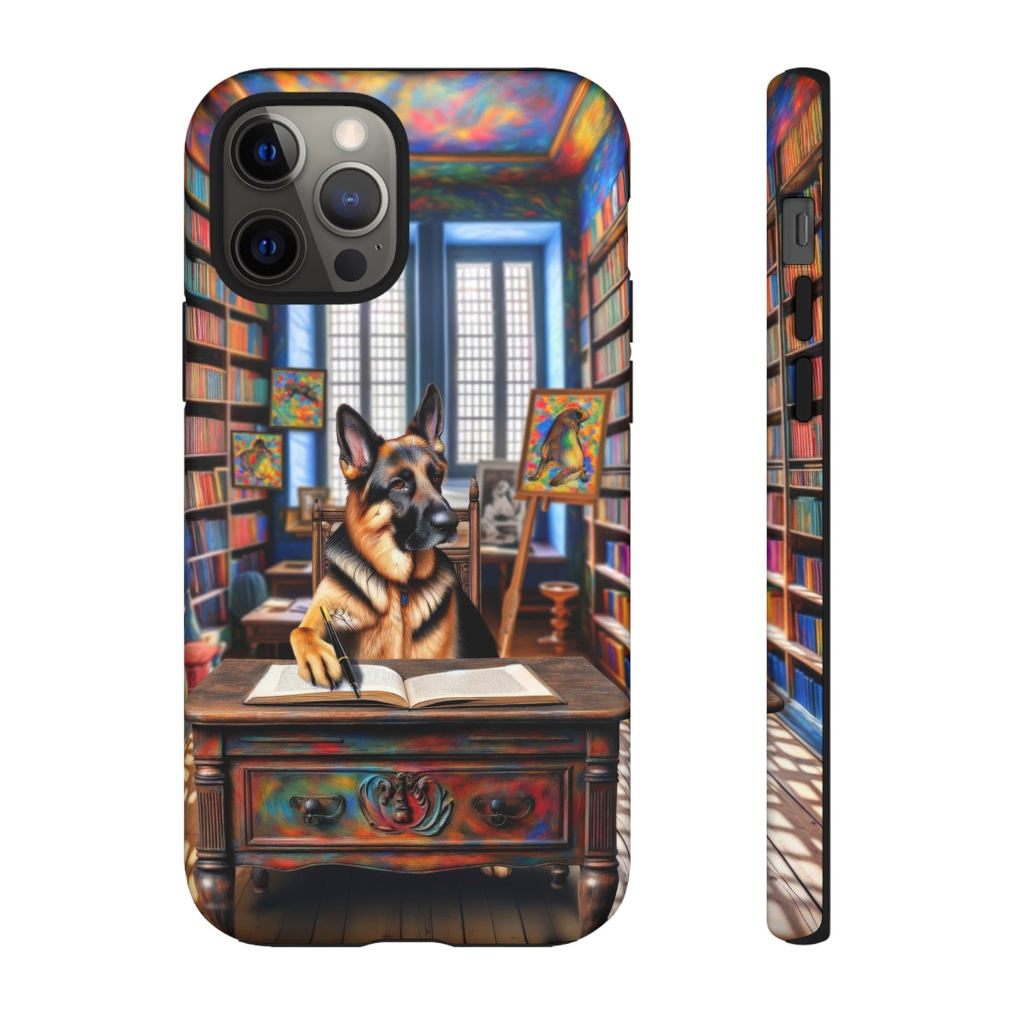 German Shepherd Writing a Book Phone Case