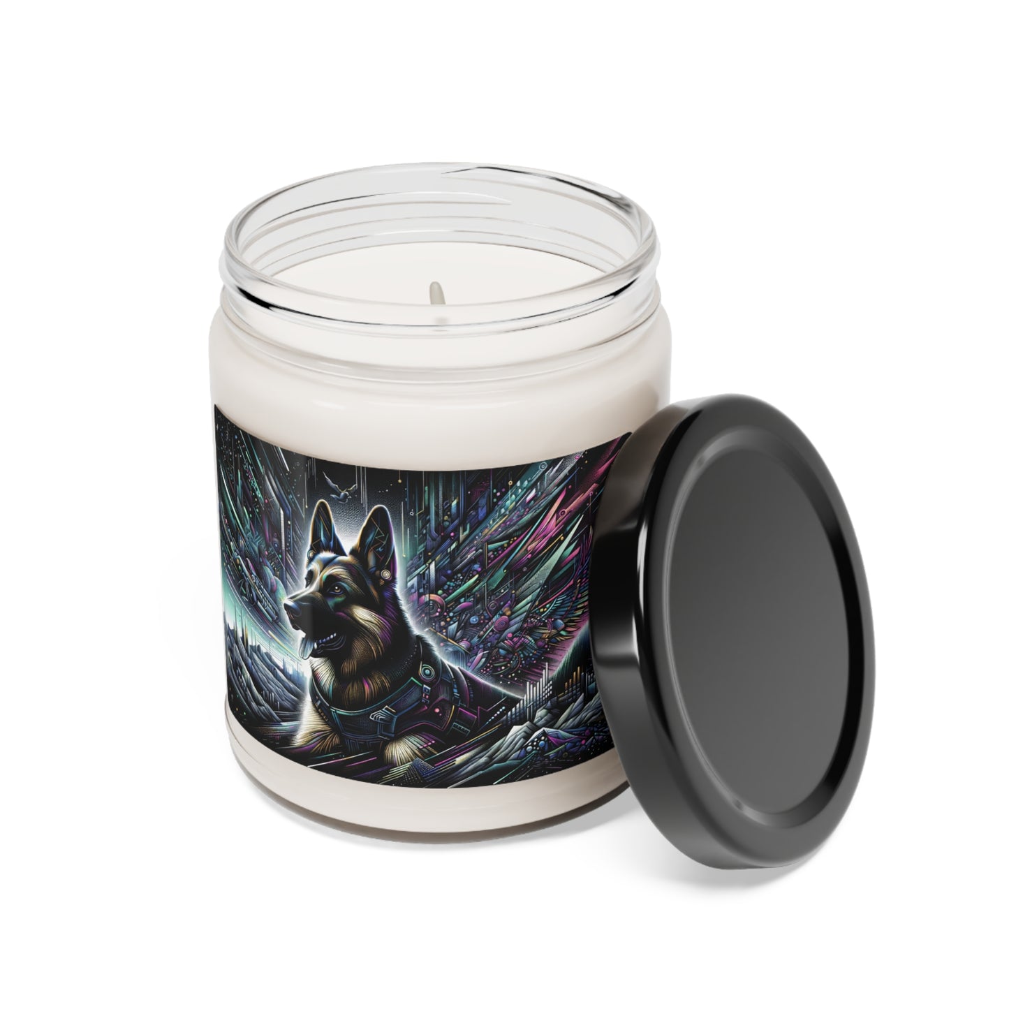 Futurism and gothic German Shepherd Scented Soy Candle, 9oz