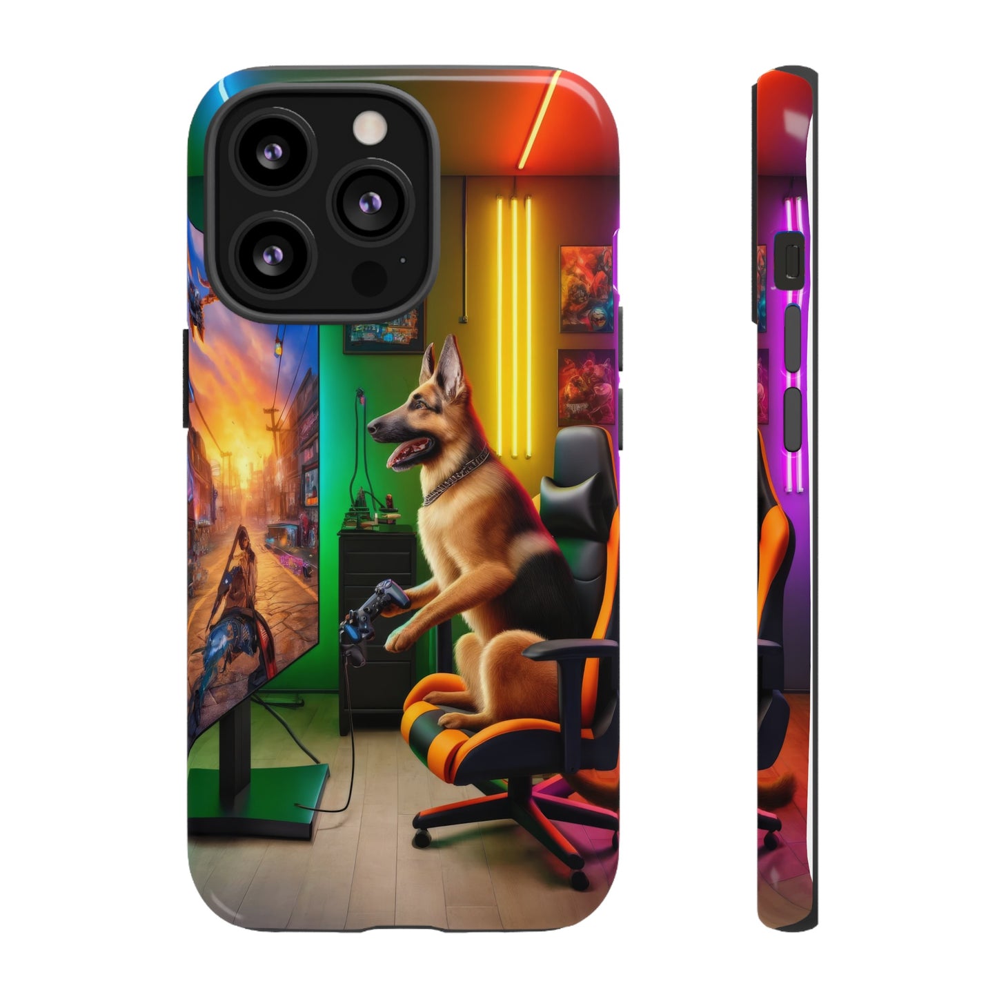 German Shepherd Playing Video Games Phone Case