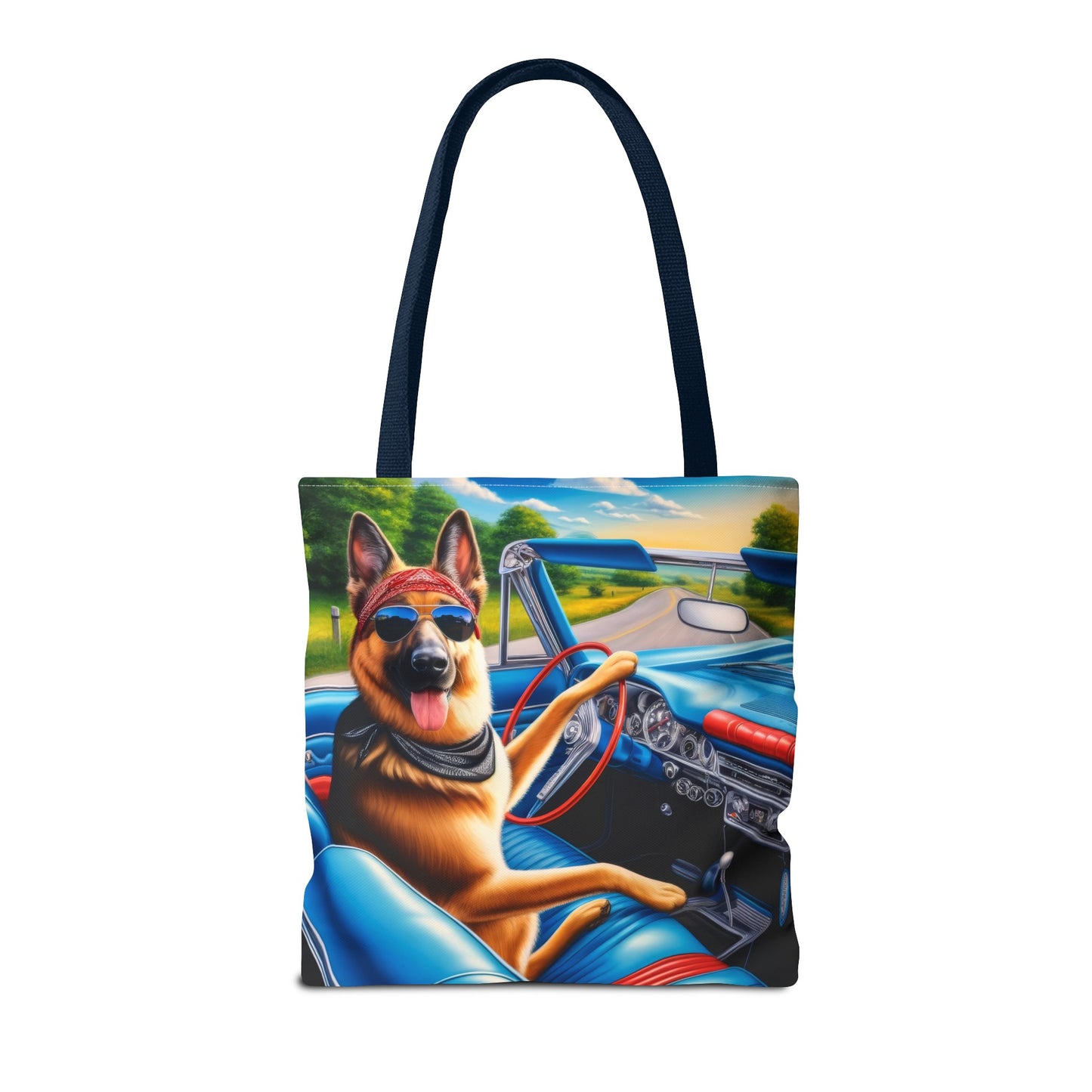 German Shepherd Driving a Car Tote Bag