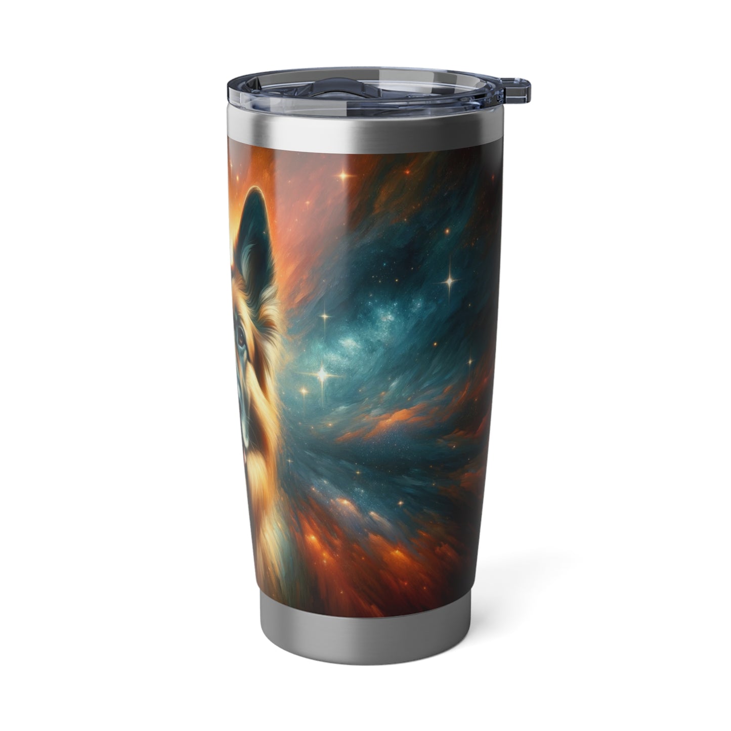 Sci-fi and stars-themed German Shepherd 20oz Tumbler