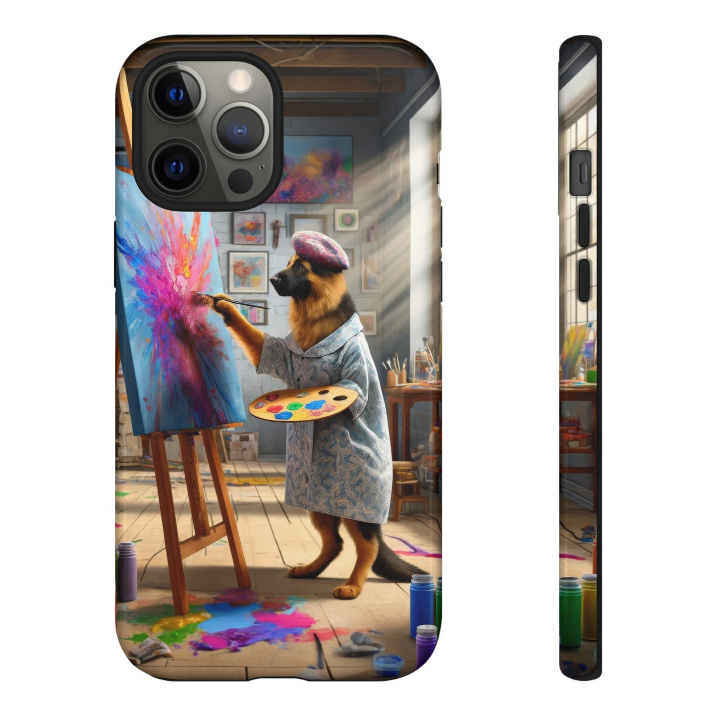 German Shepherd Painting on a Canvas Phone Case